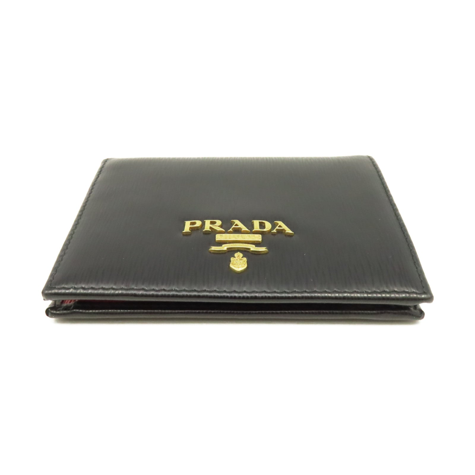 PRADA 牛皮皮革Short Wallet短錢包黑色/紅色