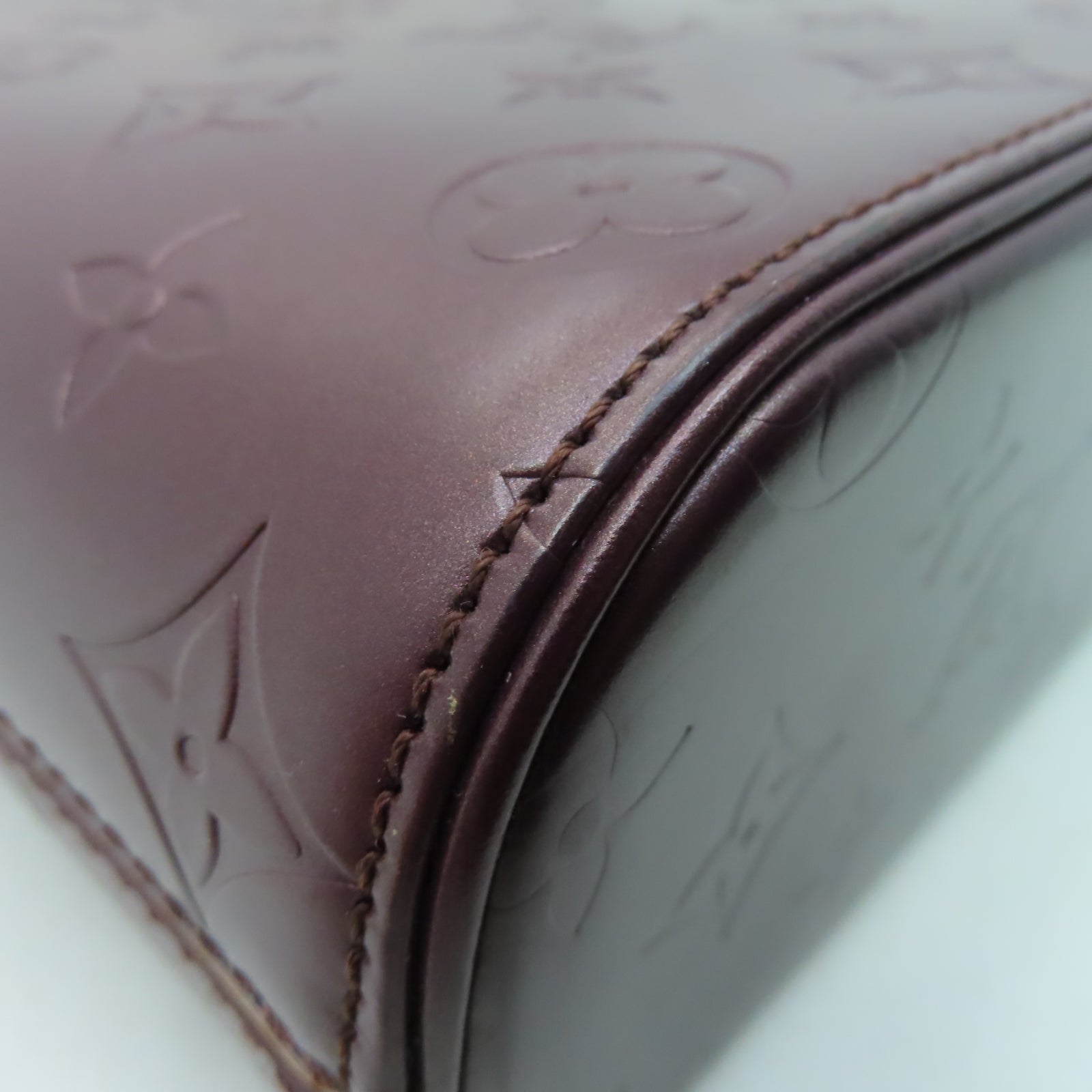 LOUIS VUITTON Monogram Matte Alston銀扣肩背袋酒紅色