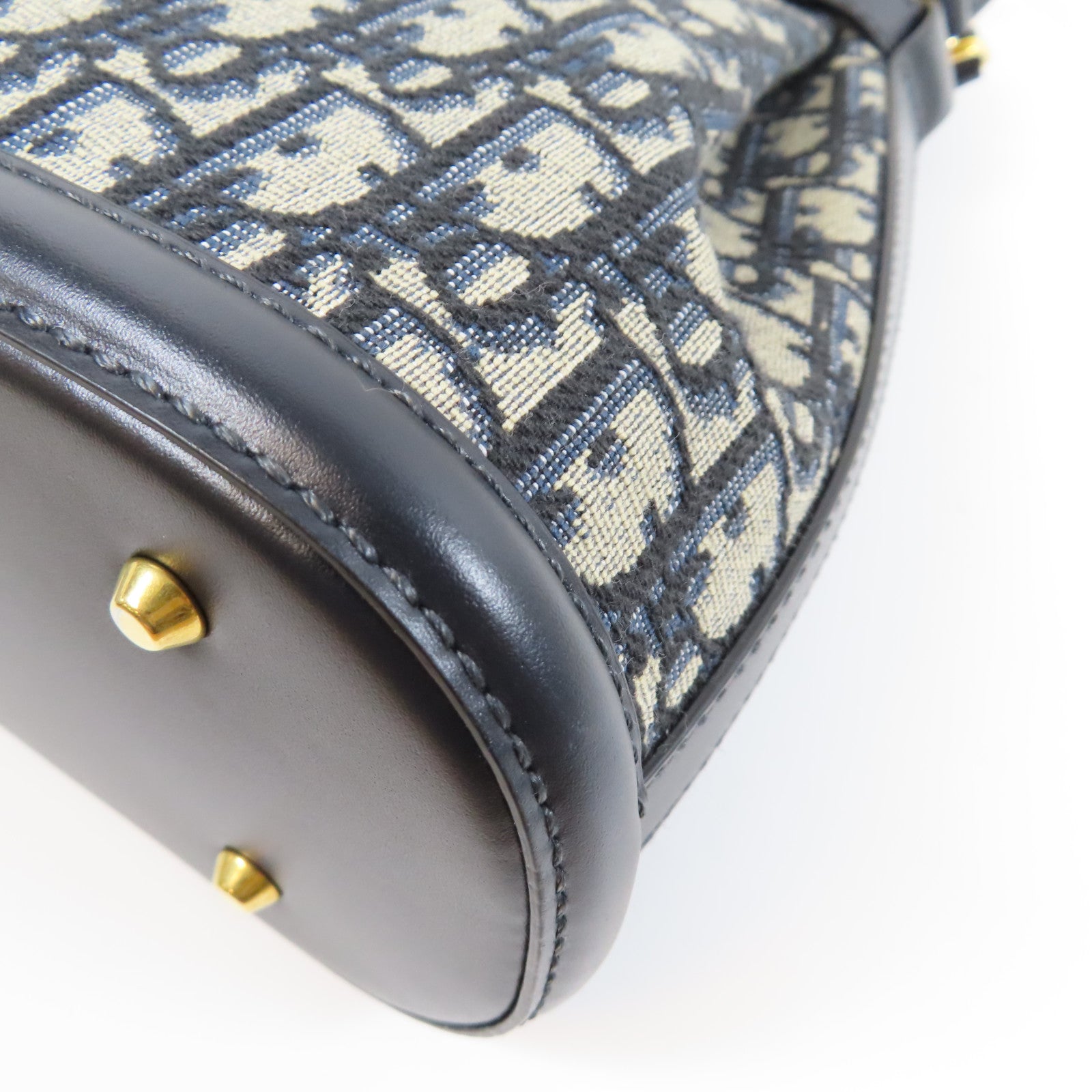 Dior 帆布Shoulder Bag金扣手挽肩背兩用袋深藍色