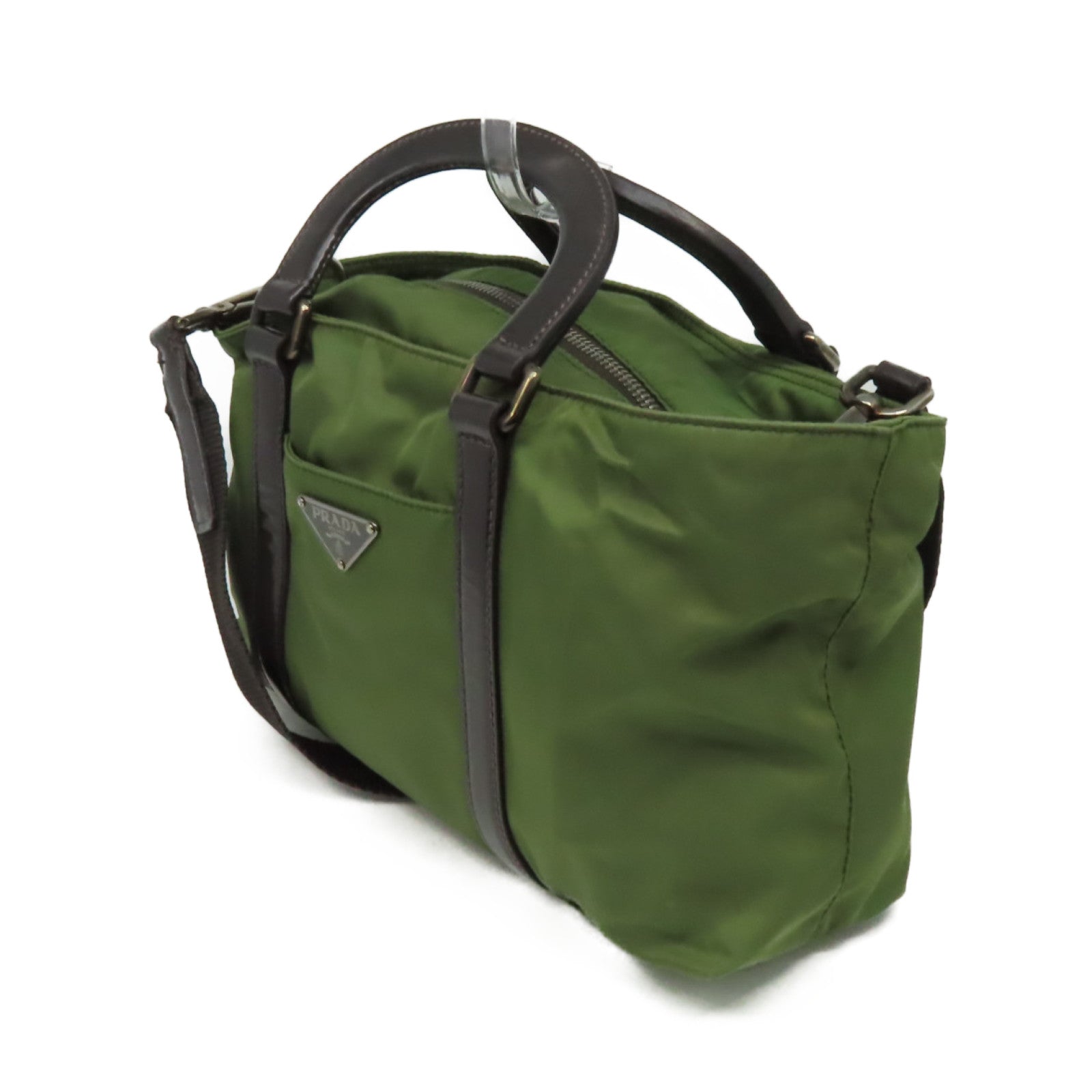PRADA 尼龍2Way Shoulder Bag手挽肩背兩用袋軍綠色