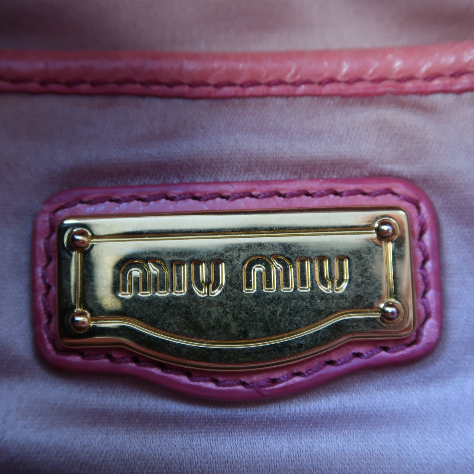 Miu Miu 牛皮皮革2 Way Shoulder金扣手挽肩背兩用袋粉紅色