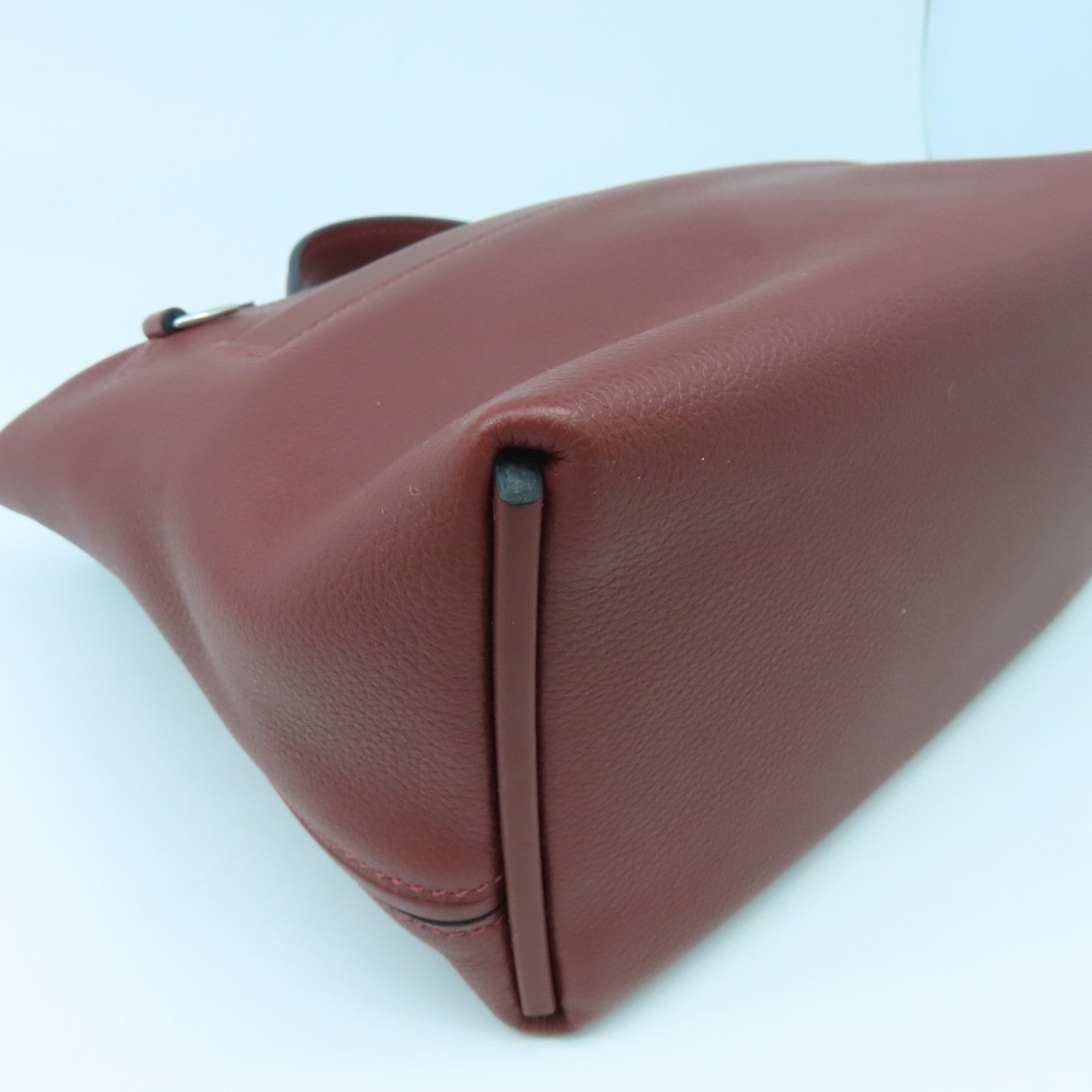 HERMES Evercolor皮革Mini 24/24銀扣肩背袋RougeH酒紅色