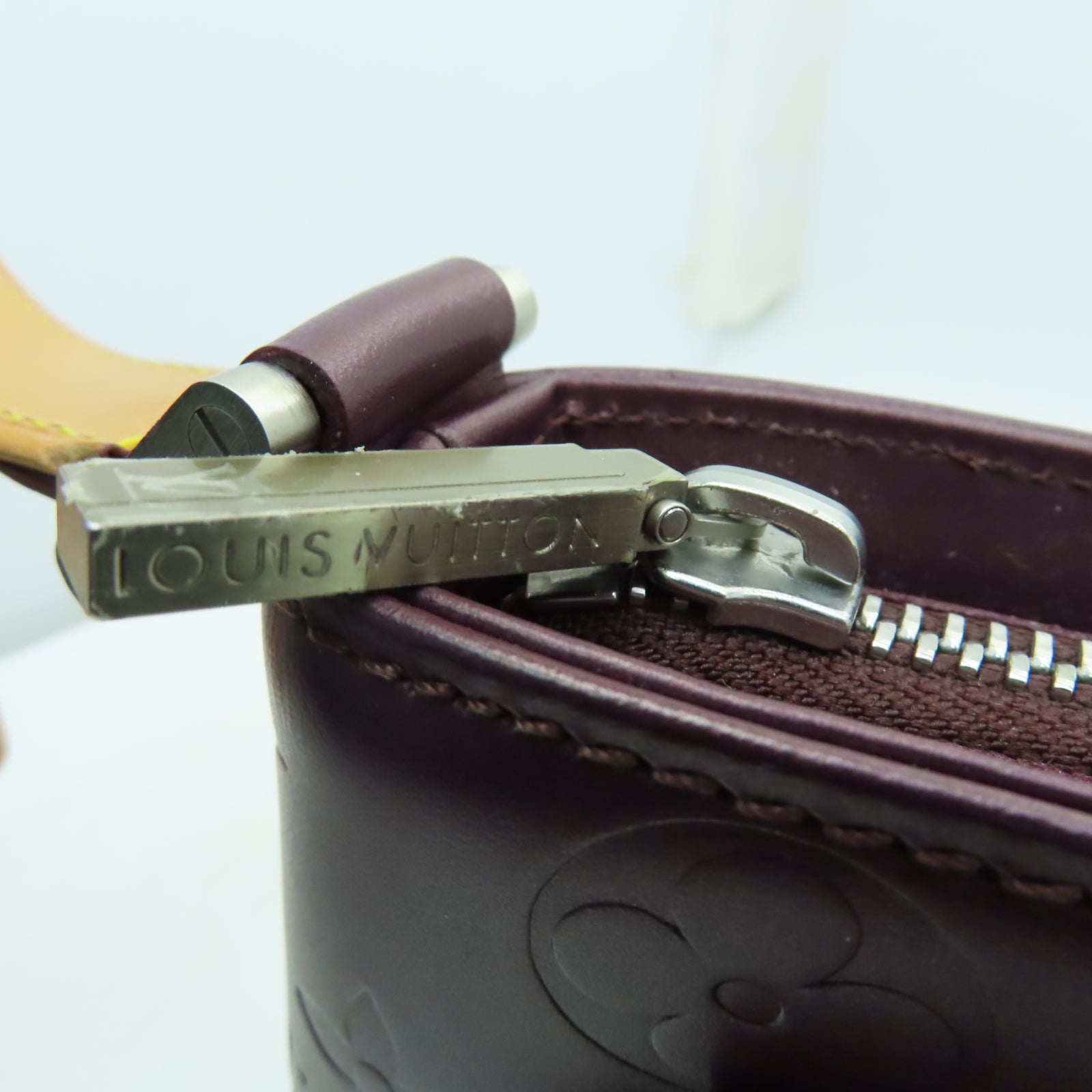 LOUIS VUITTON Monogram Matte Alston銀扣肩背袋酒紅色