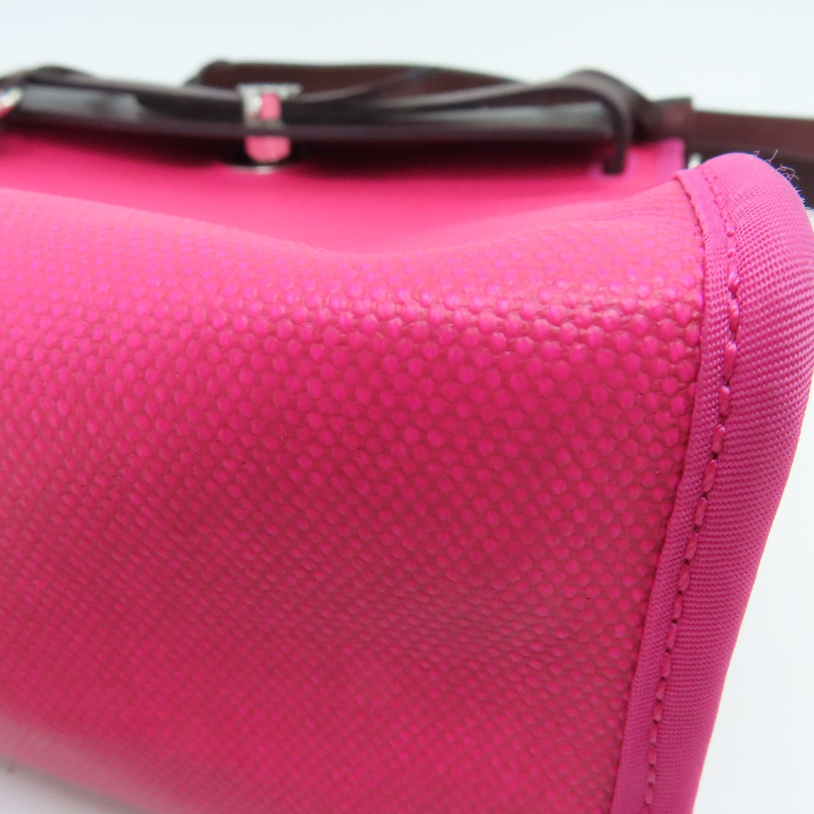 HERMES 涂层帆布Herbag PM银扣手挽肩背两用袋粉红色