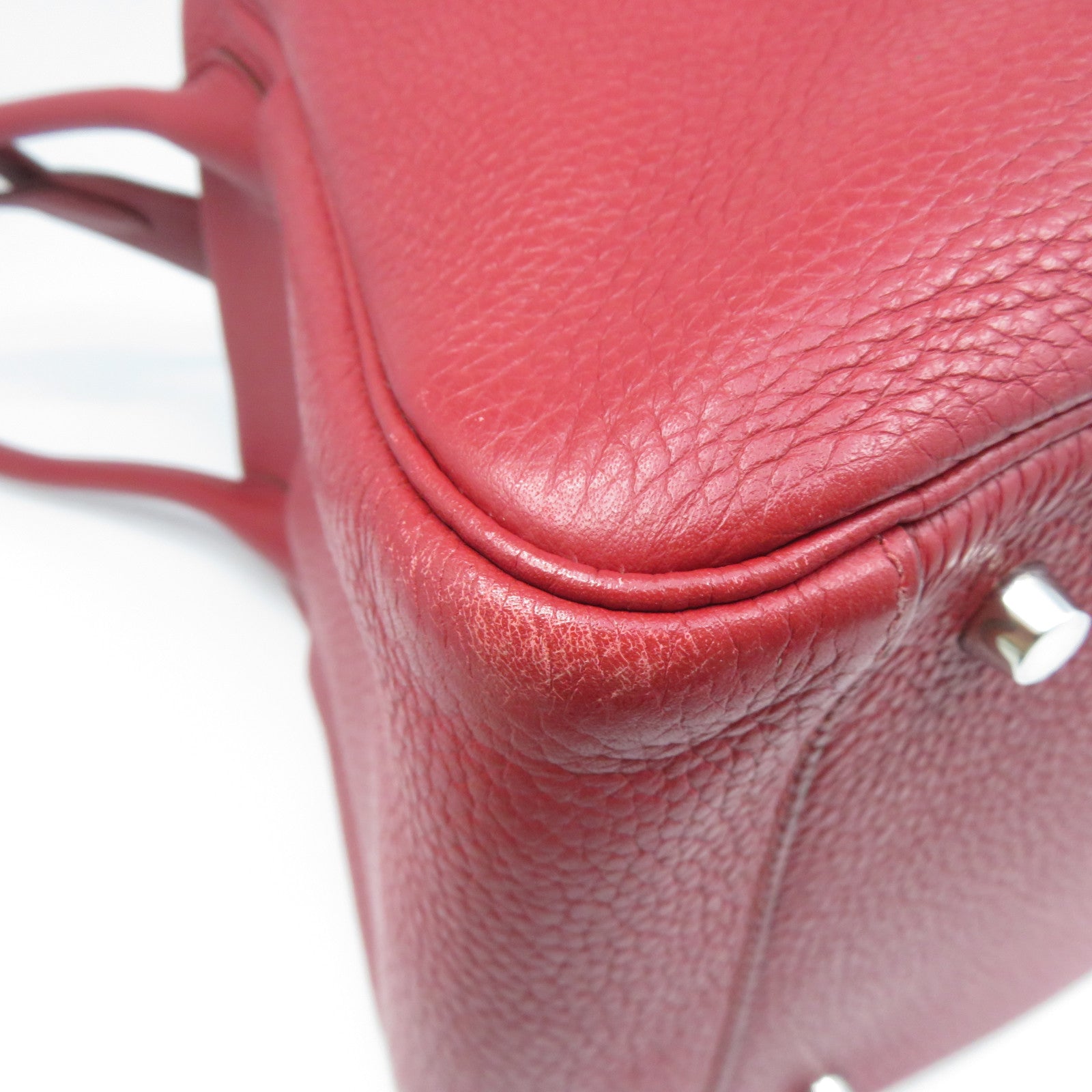 HERMES Clemence皮革Lindy 34銀扣手挽肩背兩用袋Rouge Garance暗紅色