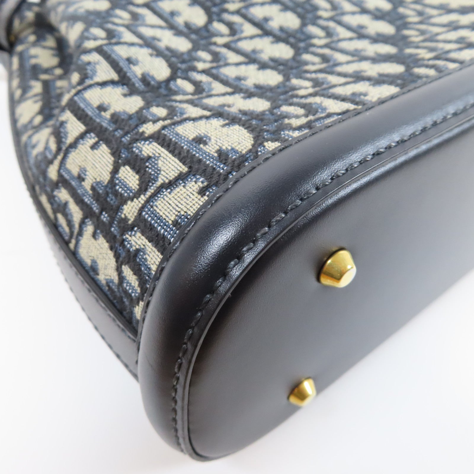 Dior 帆布Shoulder Bag金扣手挽肩背兩用袋深藍色