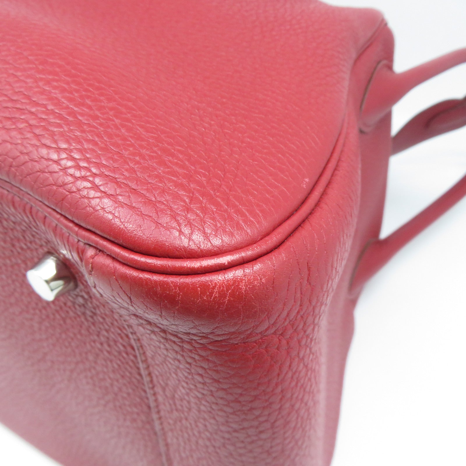 HERMES Clemence皮革Lindy 34銀扣手挽肩背兩用袋Rouge Garance暗紅色