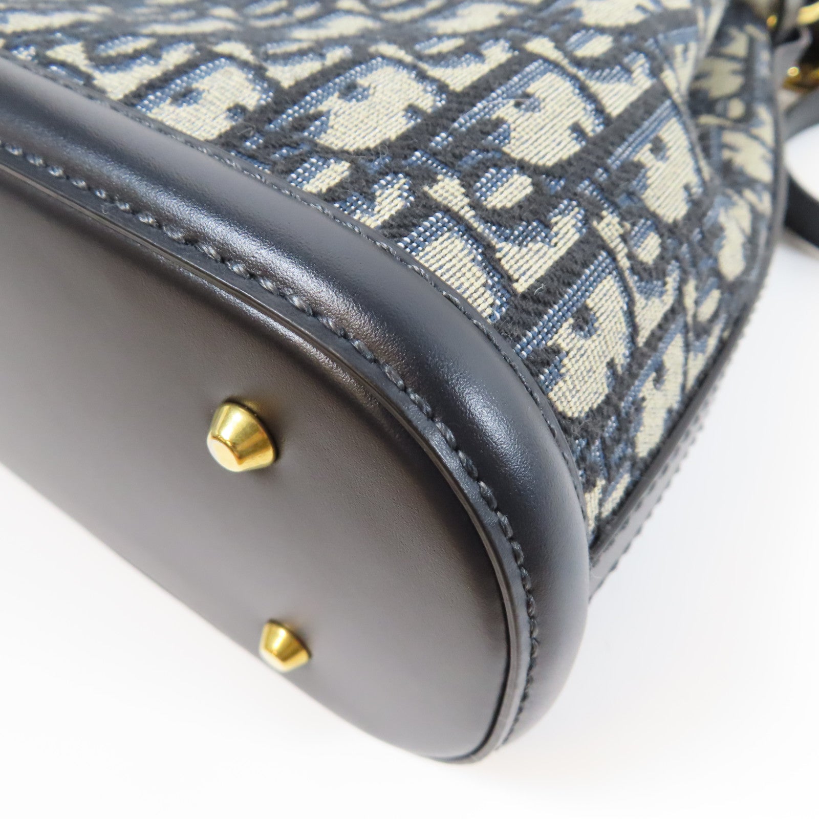Dior 帆布Shoulder Bag金扣手挽肩背兩用袋深藍色