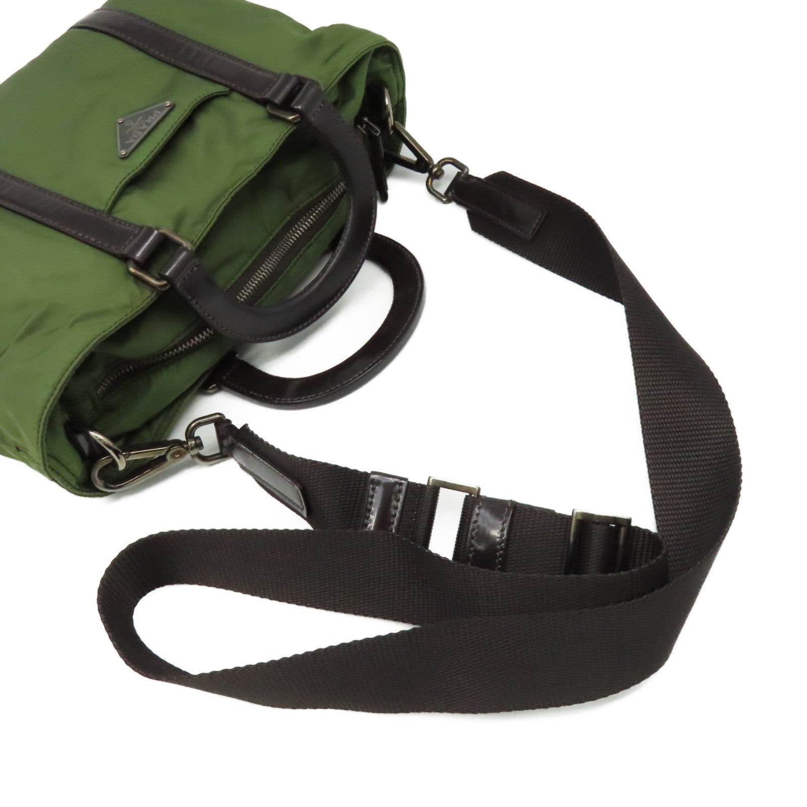 PRADA 尼龍2Way Shoulder Bag手挽肩背兩用袋軍綠色