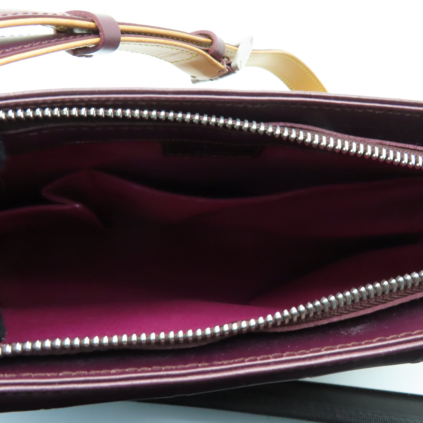 LOUIS VUITTON Monogram Matte Alston銀扣肩背袋酒紅色