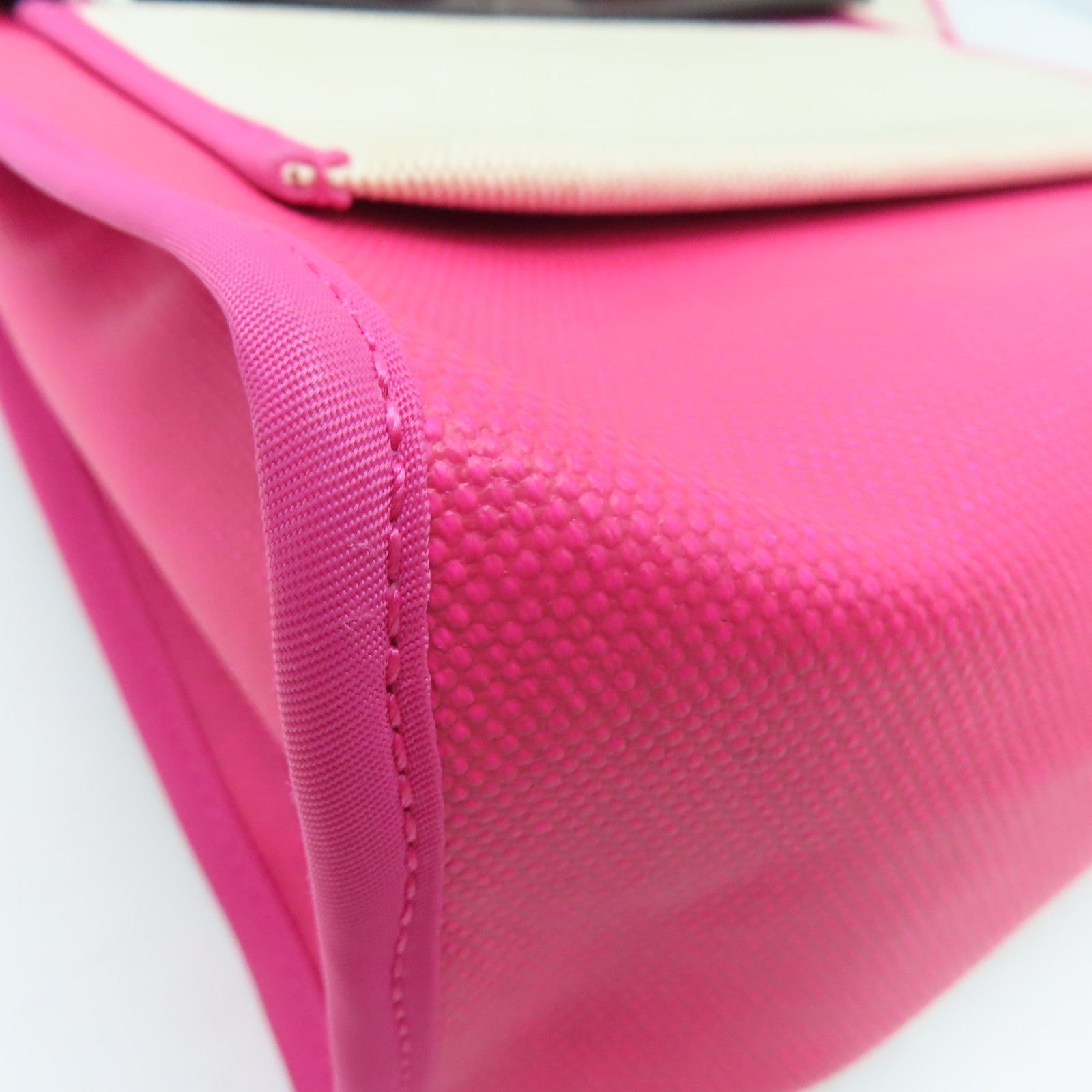 HERMES 涂层帆布Herbag PM银扣手挽肩背两用袋粉红色