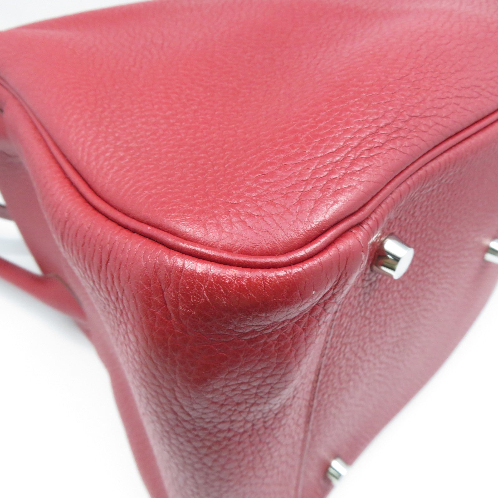 HERMES Clemence皮革Lindy 34銀扣手挽肩背兩用袋Rouge Garance暗紅色