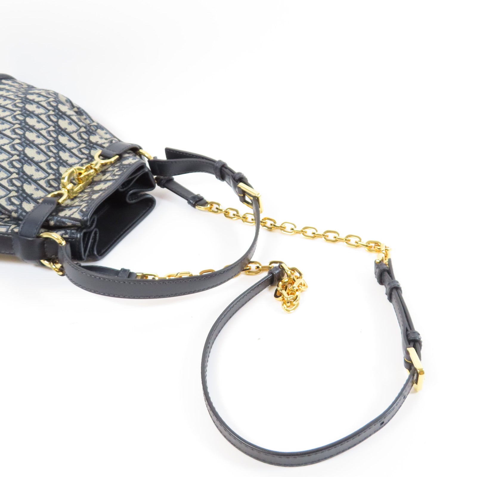 Dior 帆布Shoulder Bag金扣手挽肩背兩用袋深藍色