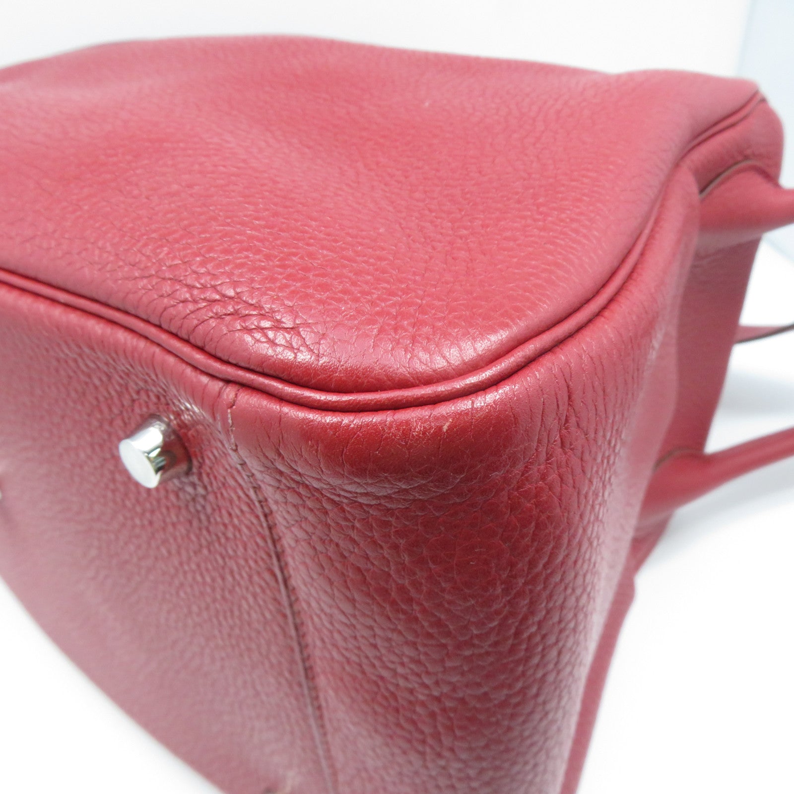 HERMES Clemence皮革Lindy 34銀扣手挽肩背兩用袋Rouge Garance暗紅色