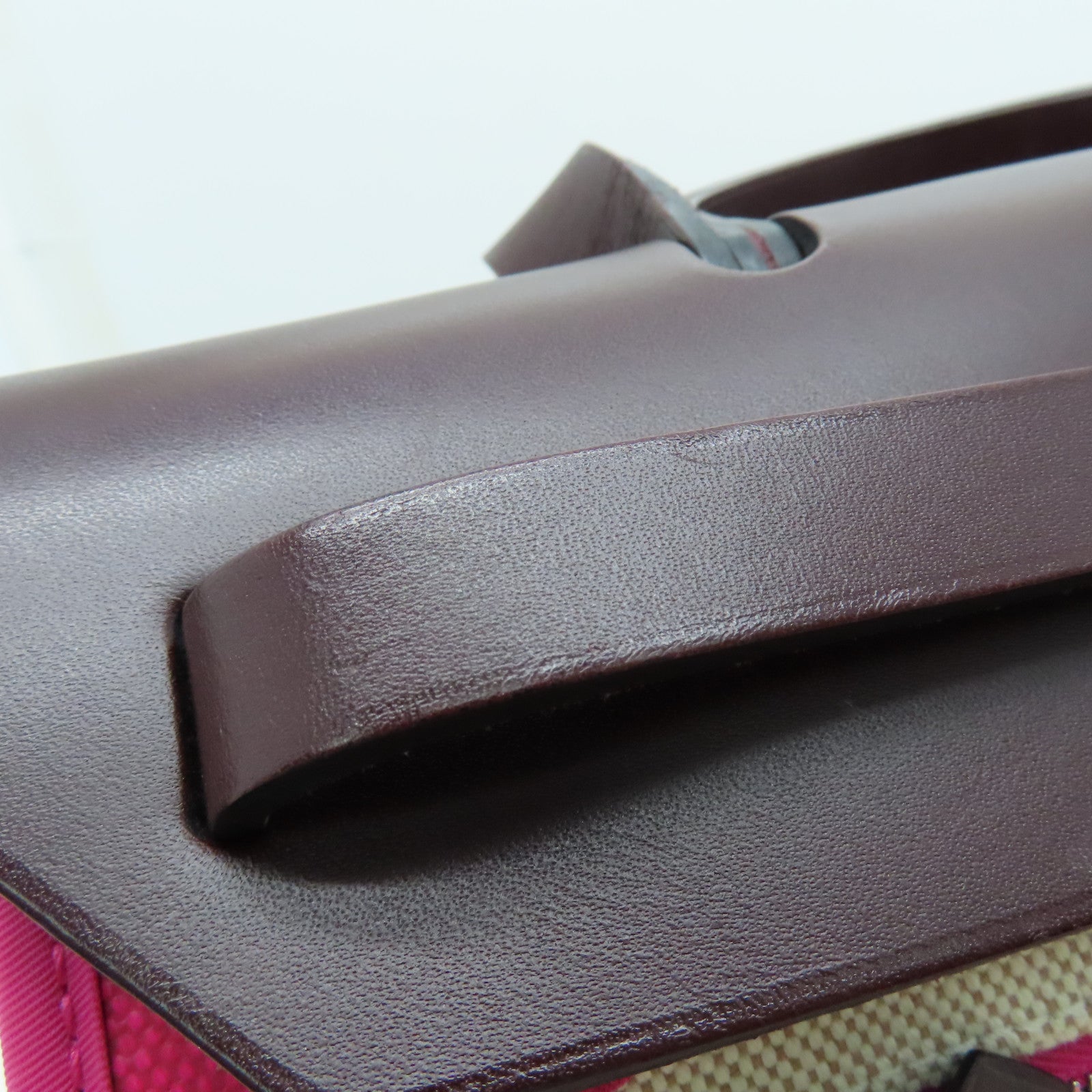 HERMES 涂层帆布Herbag PM银扣手挽肩背两用袋粉红色