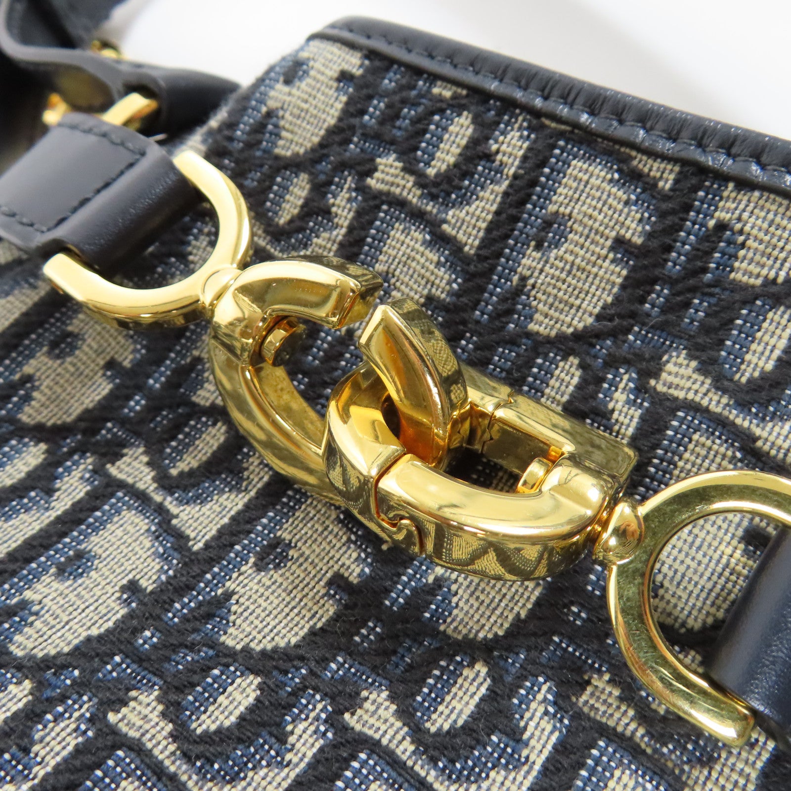 Dior 帆布Shoulder Bag金扣手挽肩背兩用袋深藍色