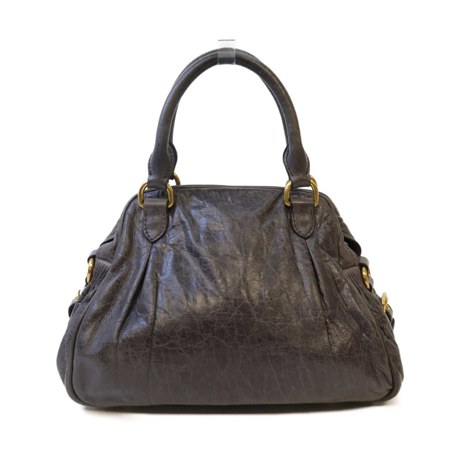 Miu Miu 牛皮皮革2 Way Shoulder金扣手挽肩背兩用袋灰色