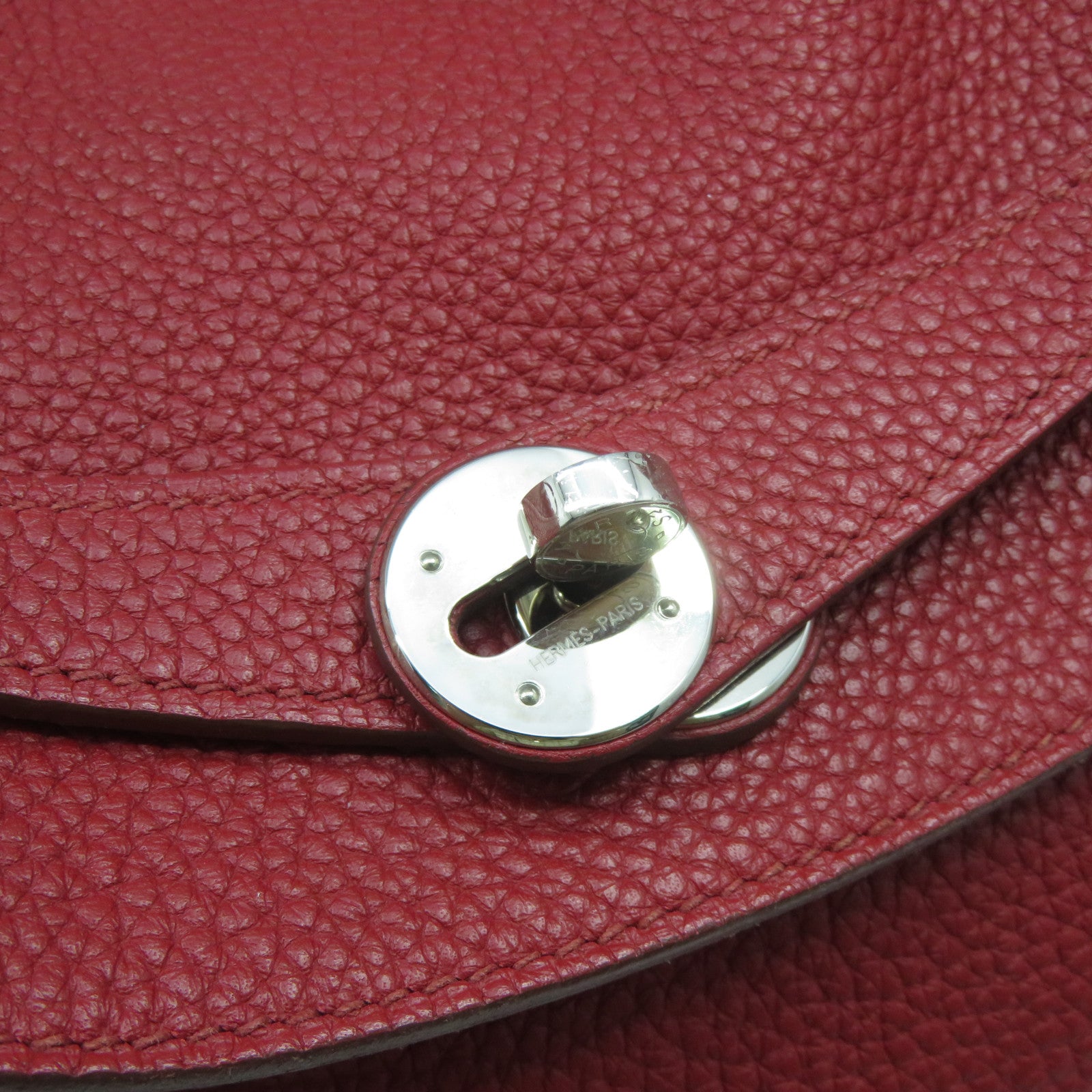 HERMES Clemence皮革Lindy 34銀扣手挽肩背兩用袋Rouge Garance暗紅色
