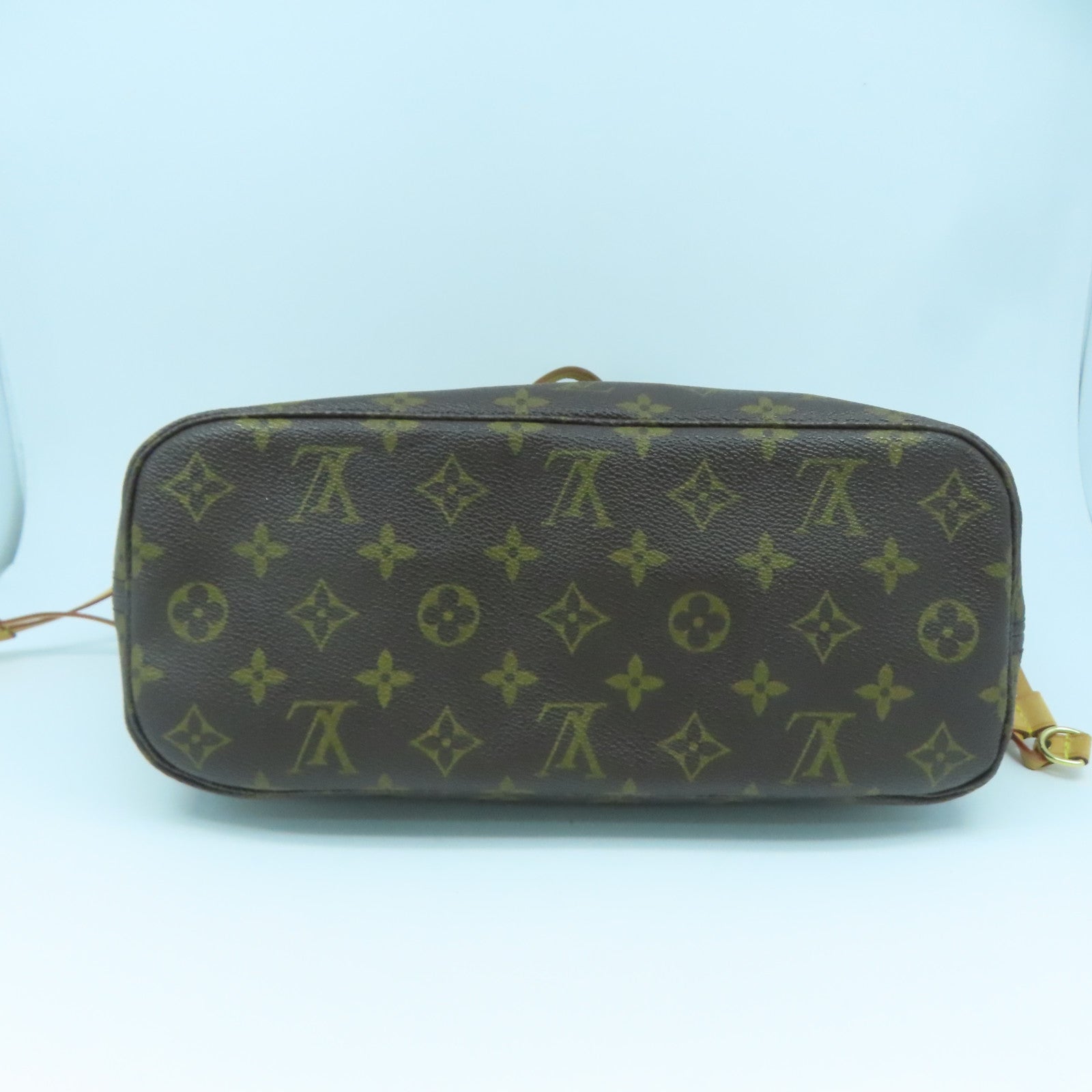 LOUIS VUITTON Monogram Neverfull PM金扣手挽袋啡色