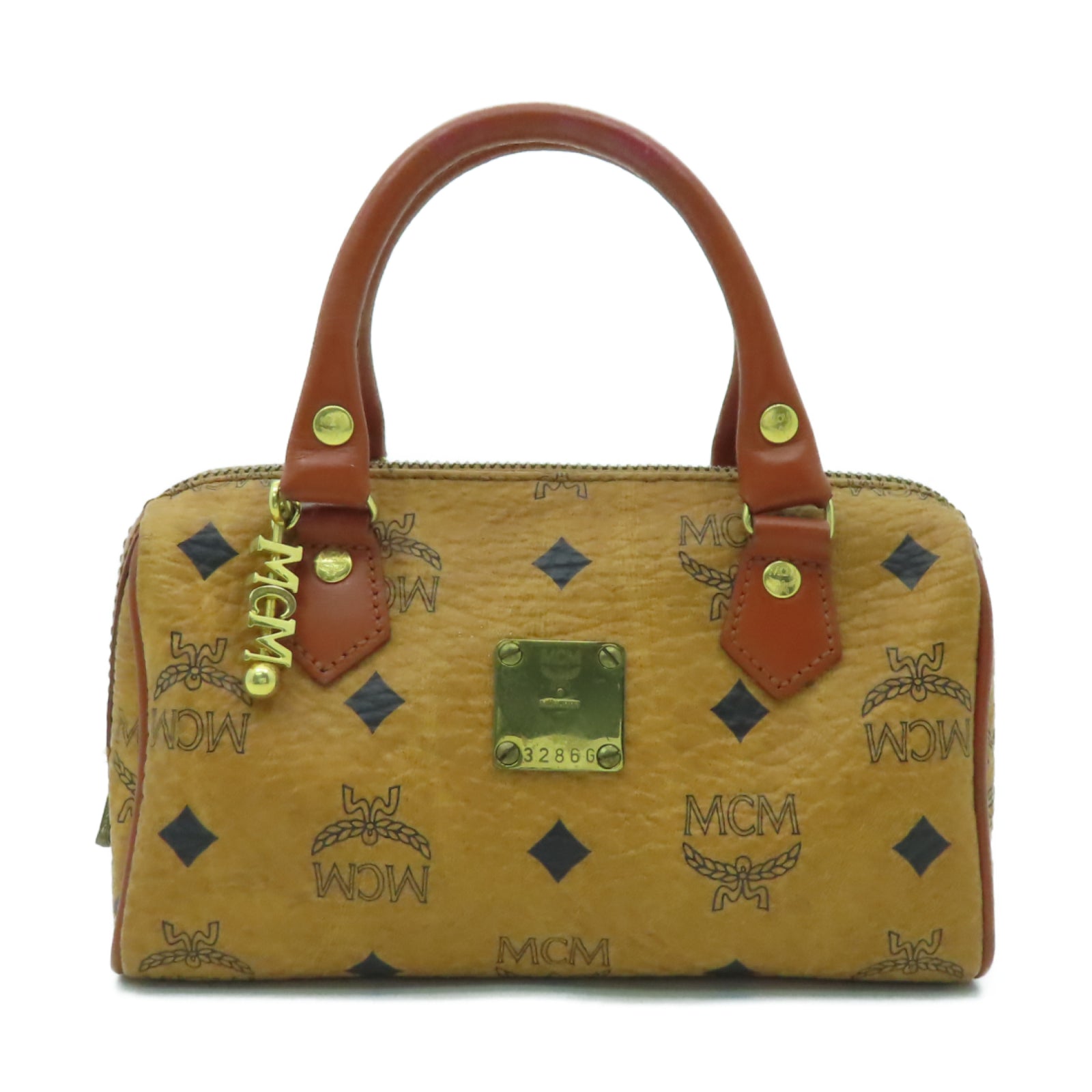 MCM 牛皮皮革Hand Bag金扣手挽袋啡色