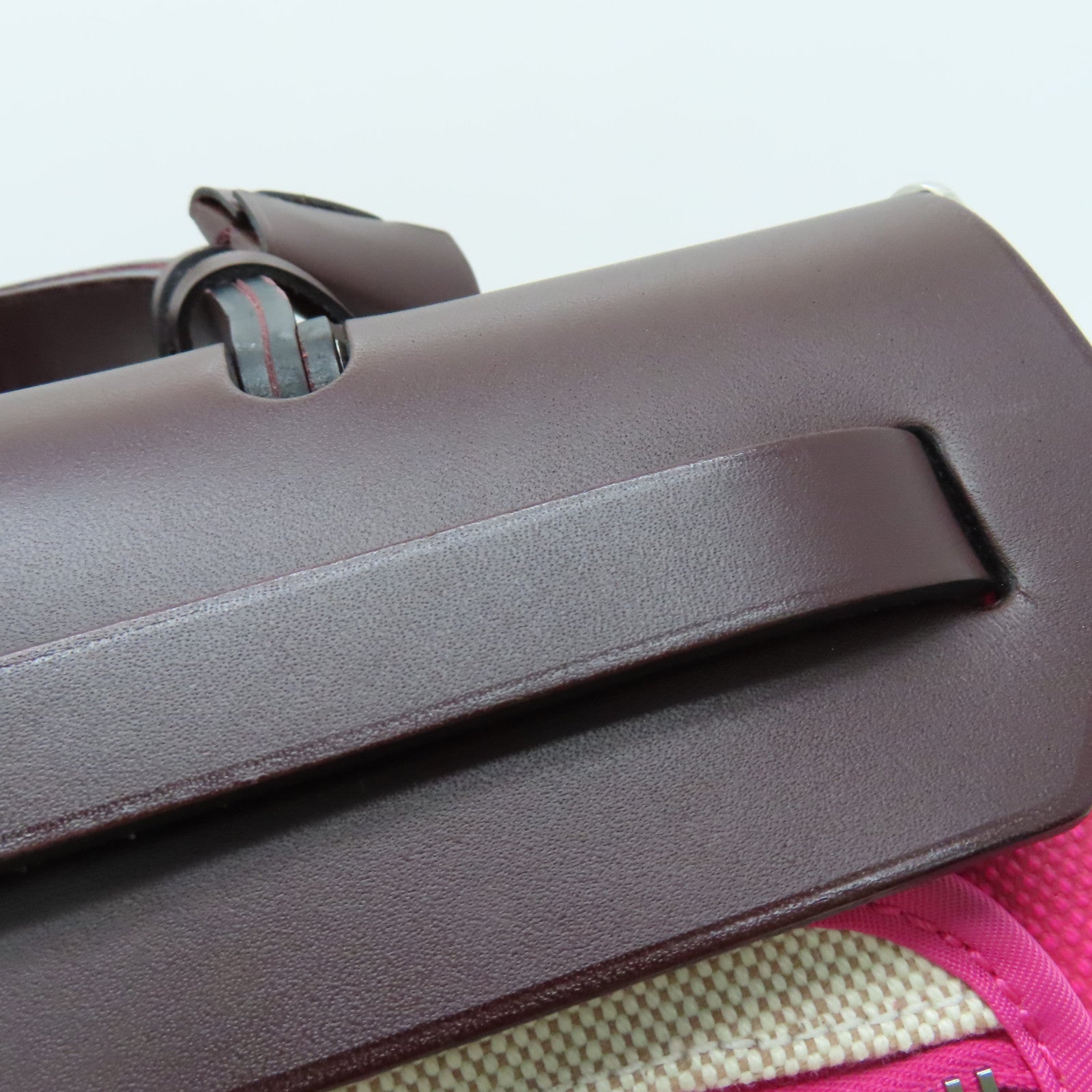 HERMES 涂层帆布Herbag PM银扣手挽肩背两用袋粉红色