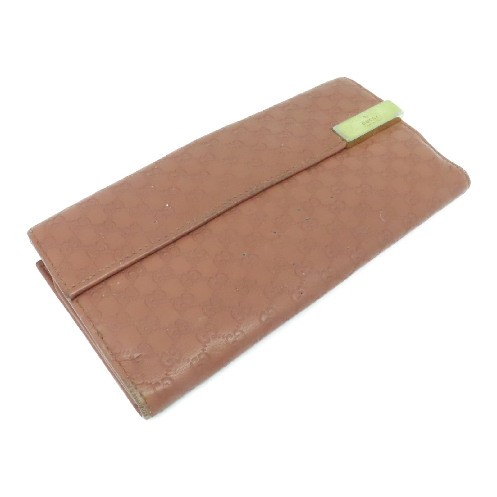 GUCCI 牛皮皮革Long Wallet金扣长钱包啡色
