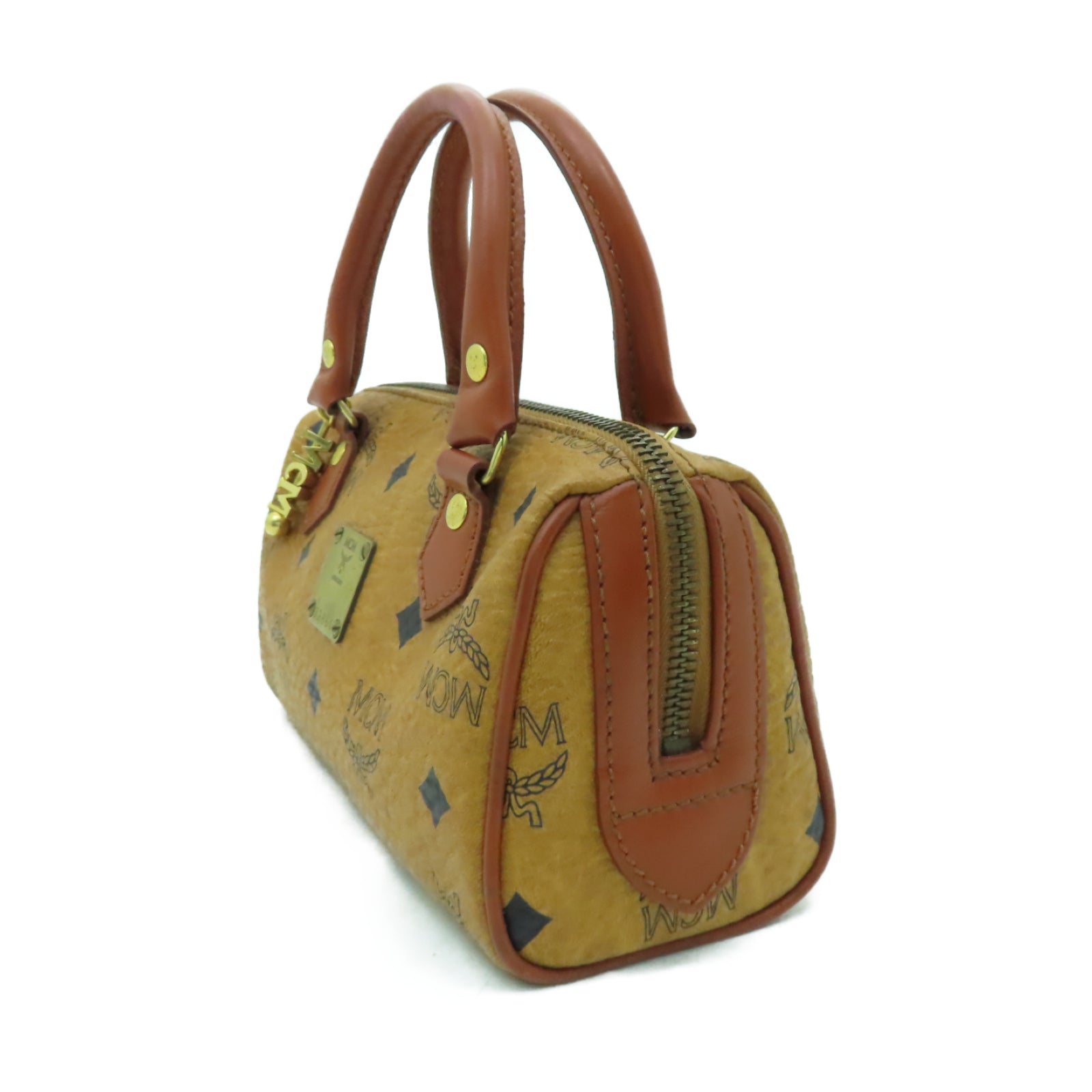 MCM 牛皮皮革Hand Bag金扣手挽袋啡色