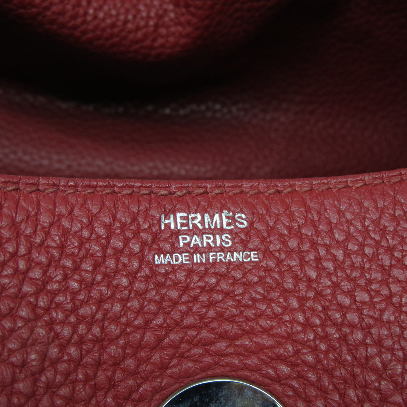 HERMES Clemence皮革Lindy 34銀扣手挽肩背兩用袋Rouge Garance暗紅色