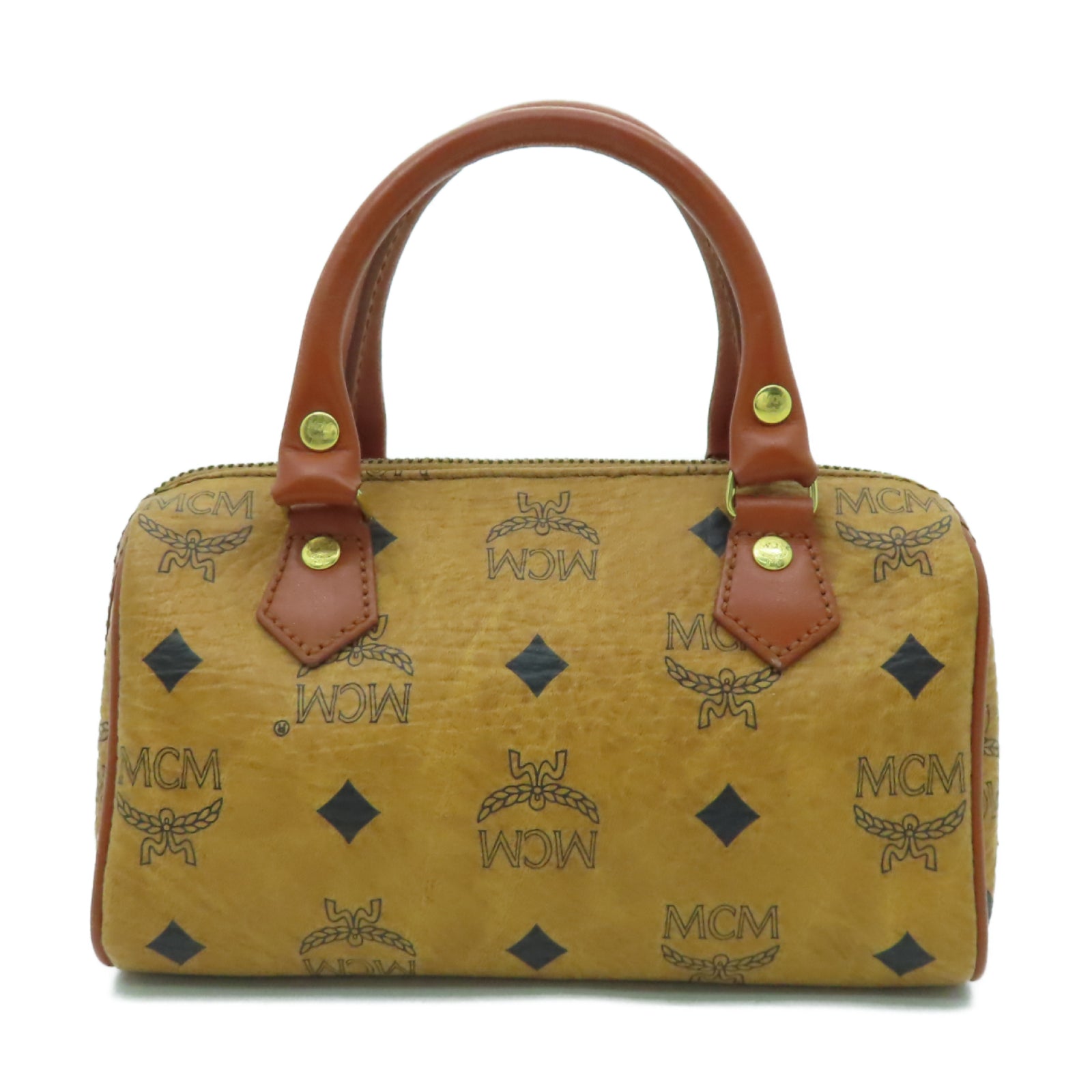 MCM 牛皮皮革Hand Bag金扣手挽袋啡色