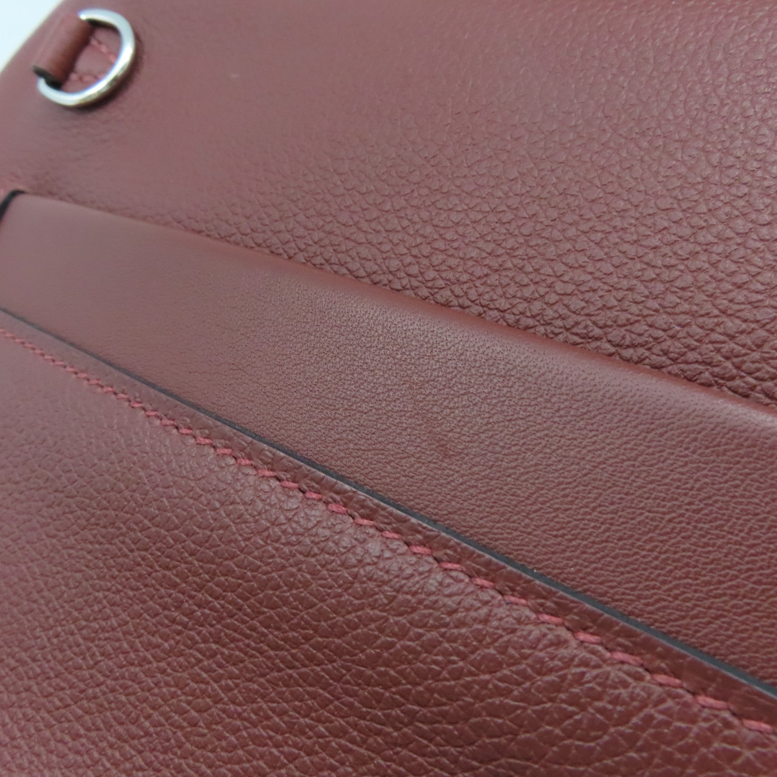HERMES Evercolor皮革Mini 24/24銀扣肩背袋RougeH酒紅色
