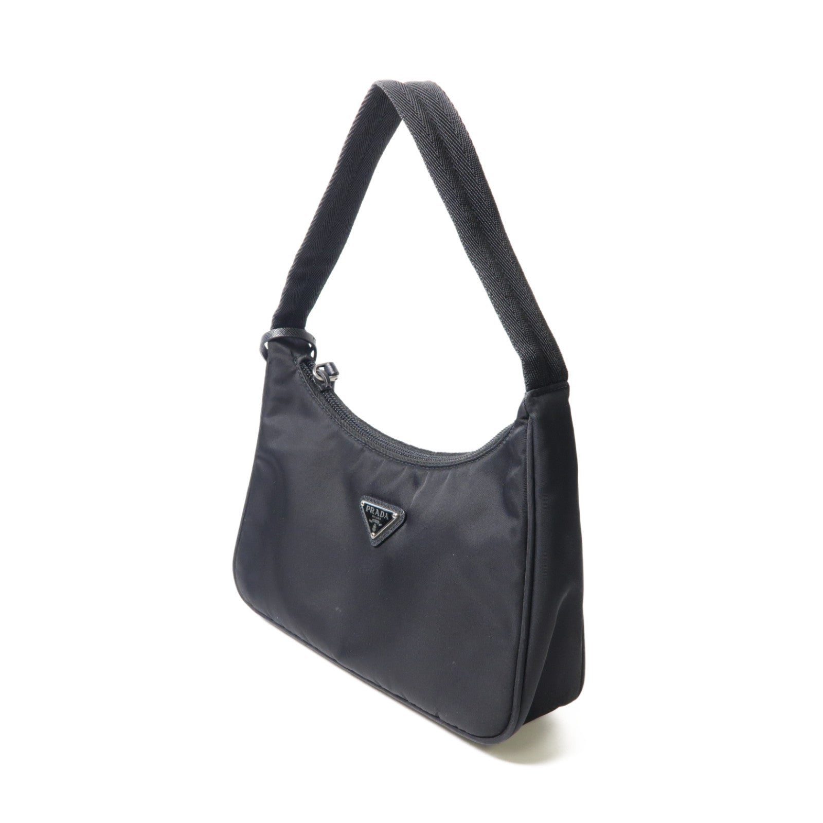 PRADA 尼龍Shoulder Bag銀扣肩背袋黑色