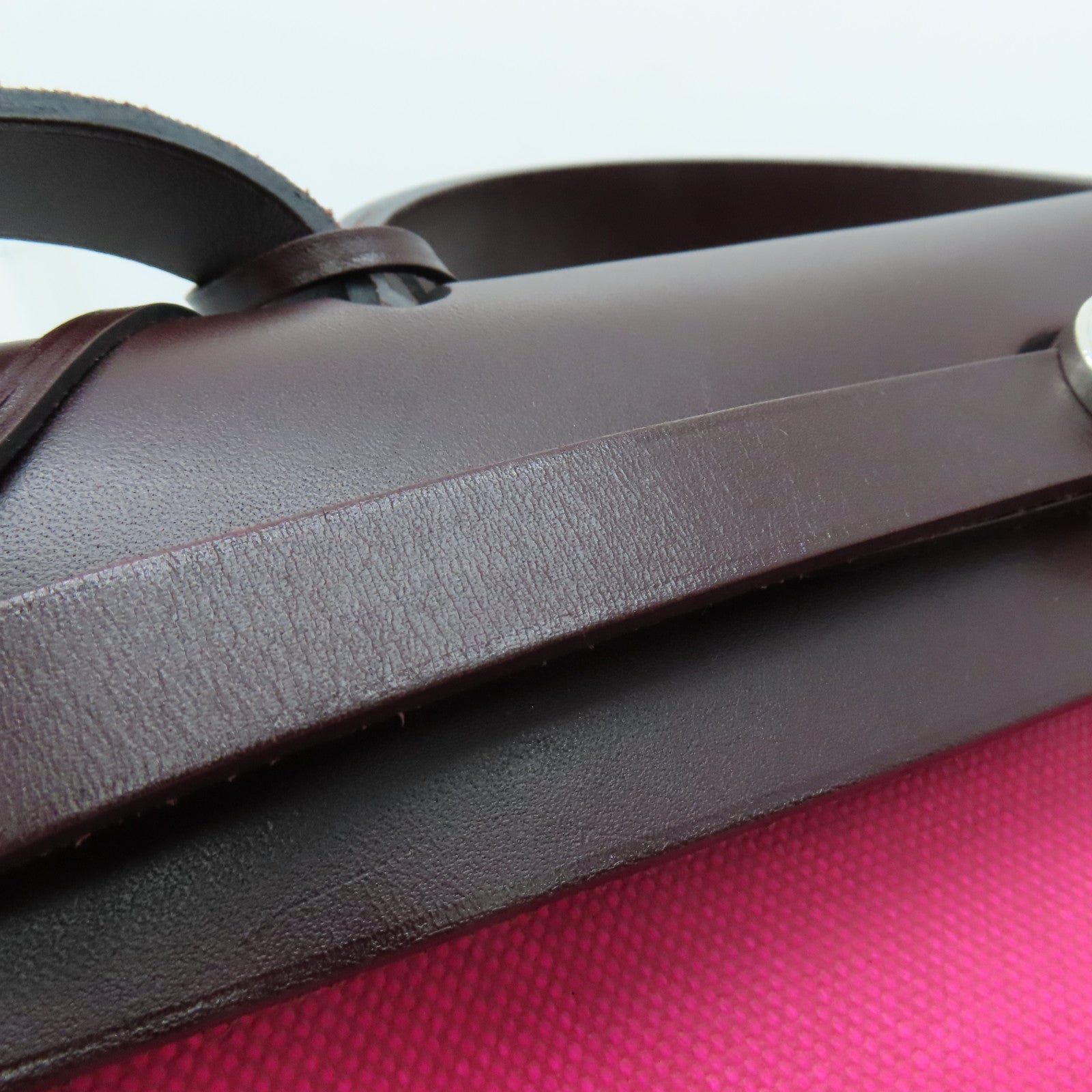 HERMES 涂层帆布Herbag PM银扣手挽肩背两用袋粉红色