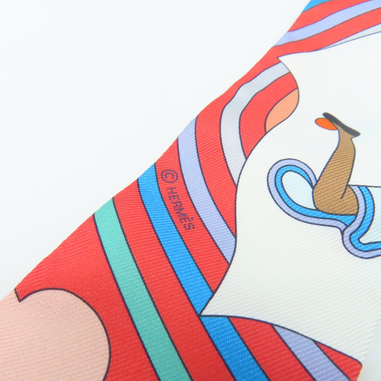 HERMES 【激減優惠】絲質Twilly Scarf絲巾白色/桃紅色/彩色