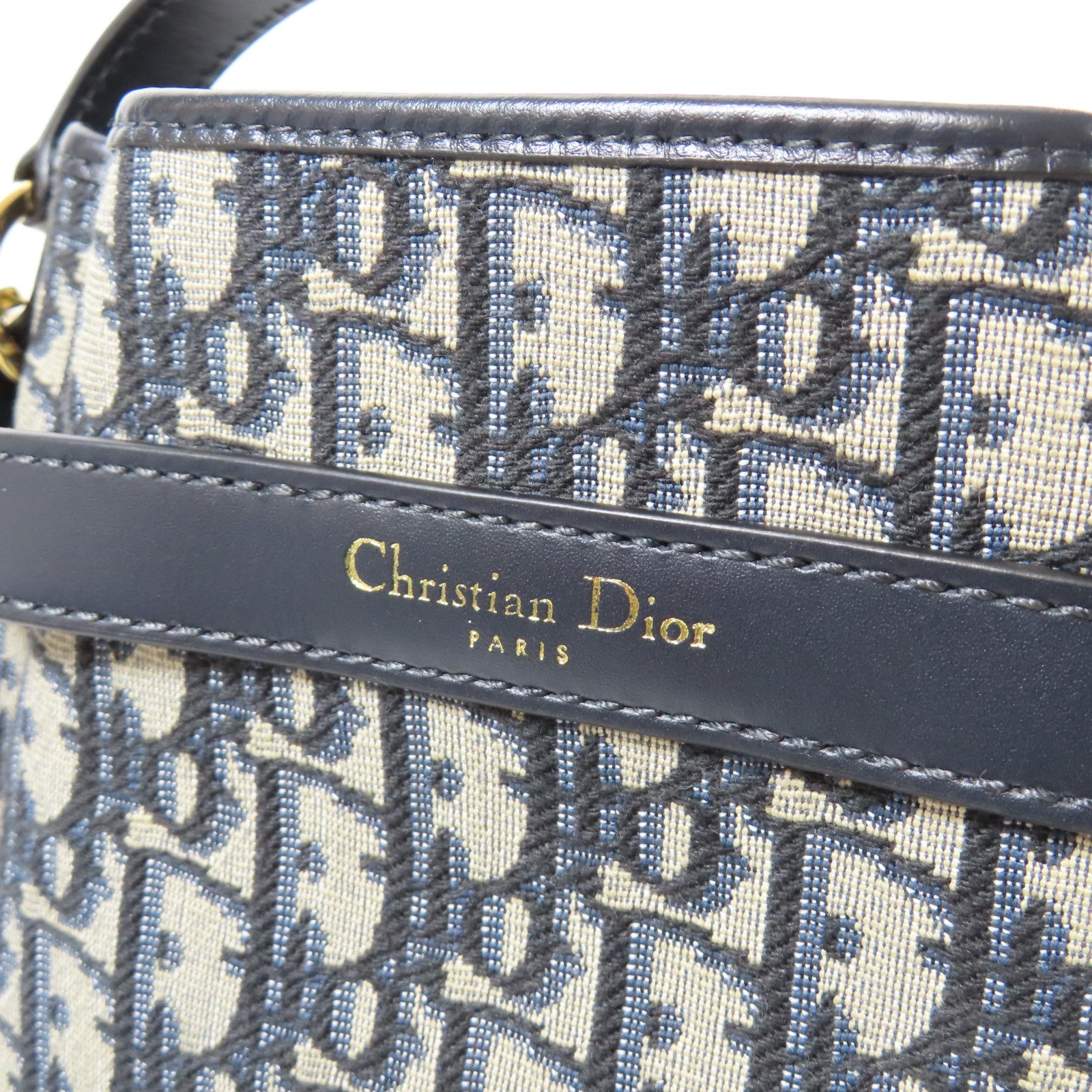 Dior 帆布Shoulder Bag金扣手挽肩背兩用袋深藍色
