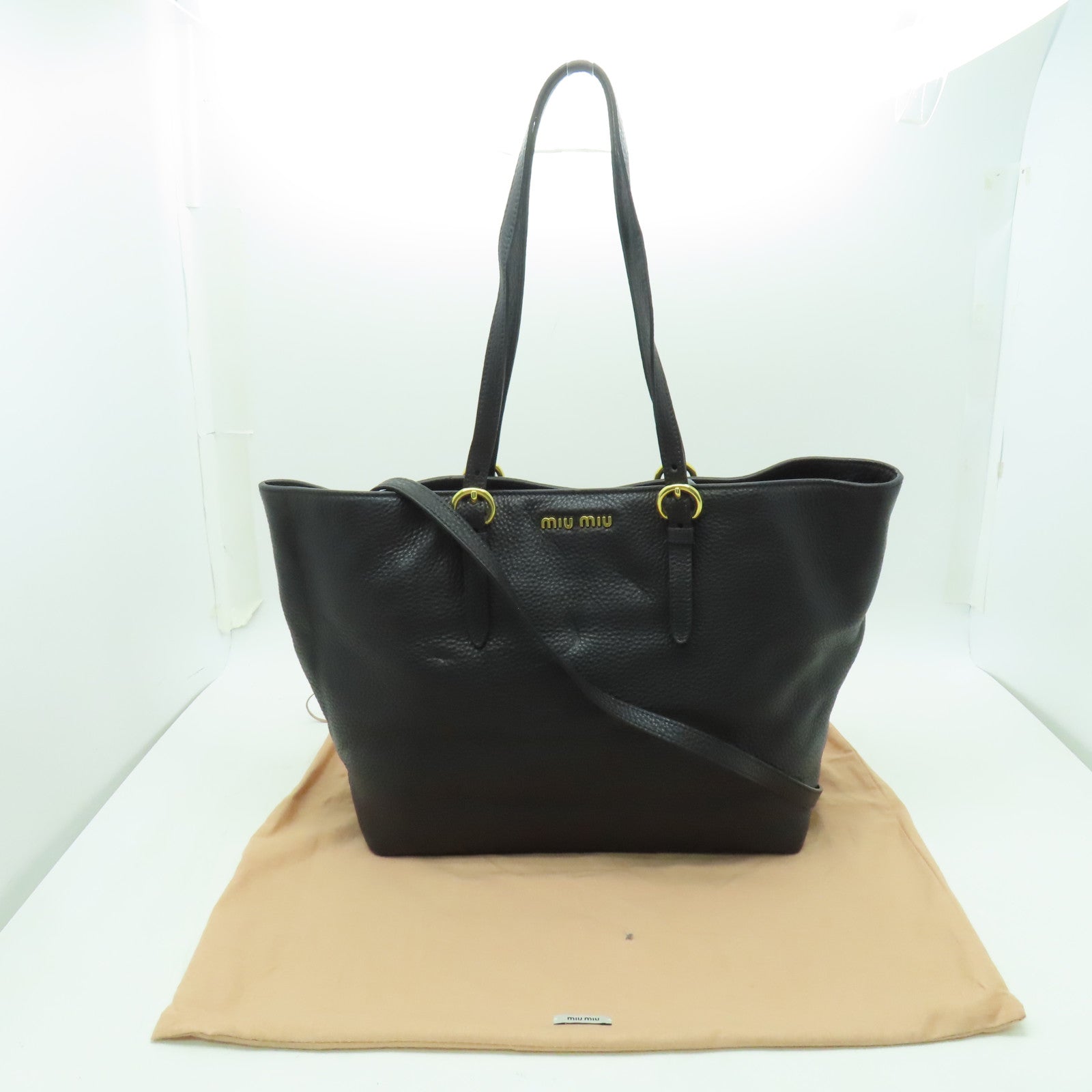 Miu Miu 牛皮皮革2way Shoulder Bag金扣手挽肩背兩用袋黒色