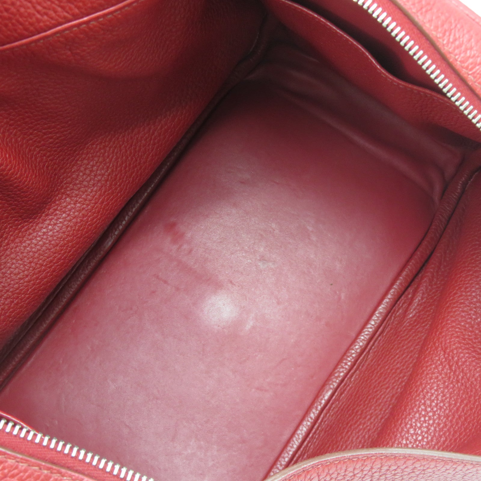 HERMES Clemence皮革Lindy 34銀扣手挽肩背兩用袋Rouge Garance暗紅色