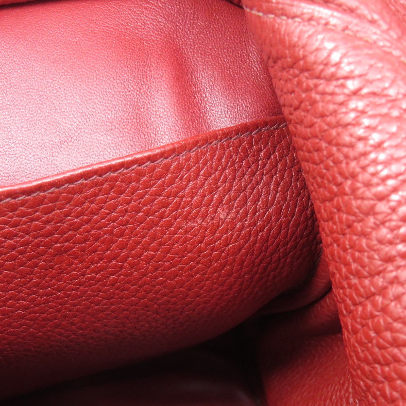HERMES Clemence皮革Lindy 34銀扣手挽肩背兩用袋Rouge Garance暗紅色