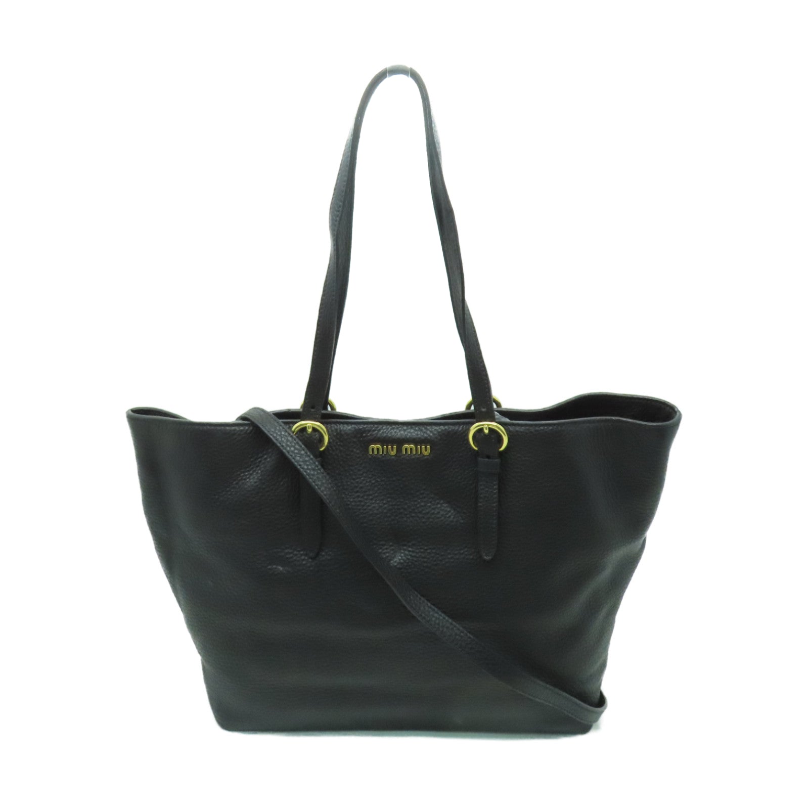 Miu Miu 牛皮皮革2way Shoulder Bag金扣手挽肩背兩用袋黒色
