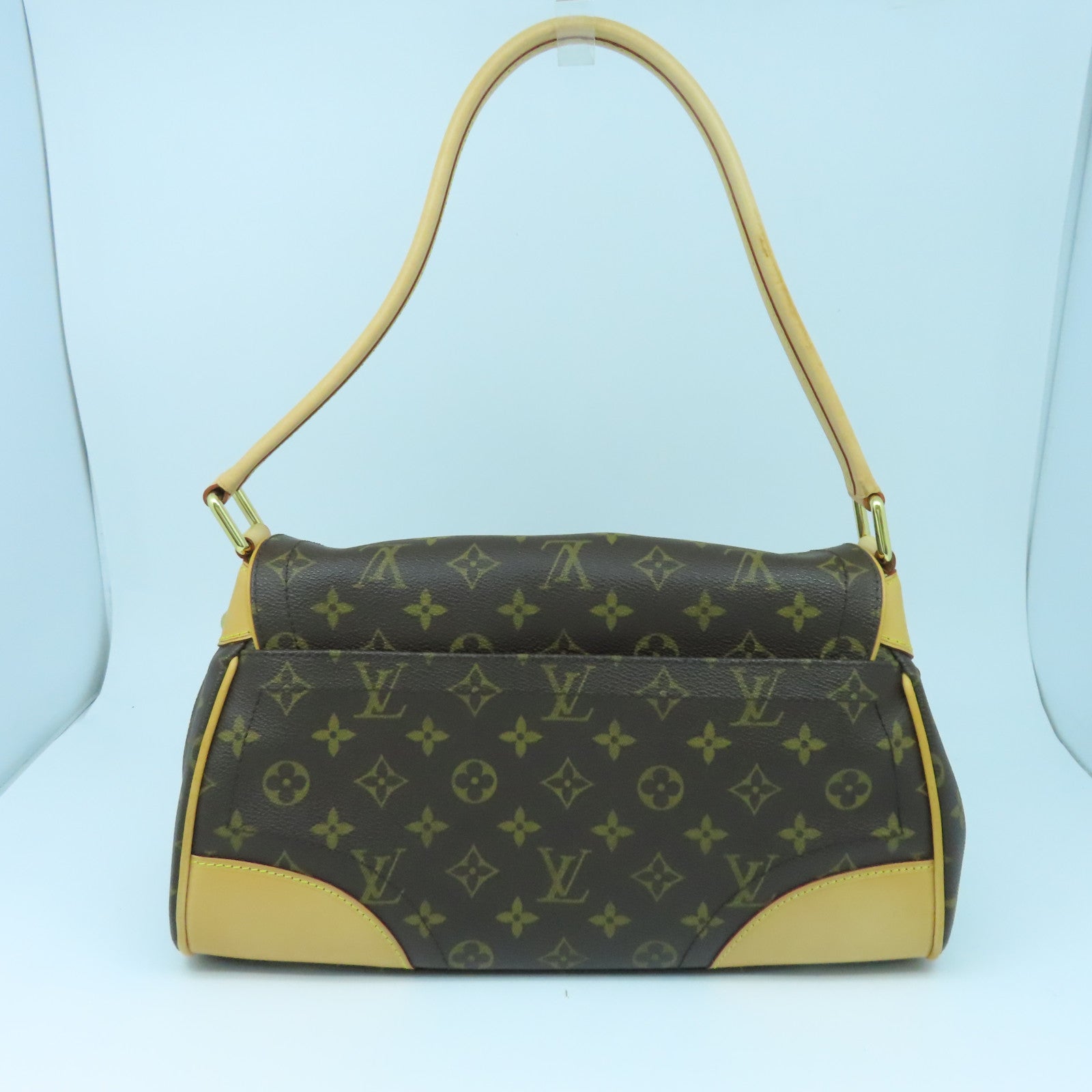 LOUIS VUITTON Monogram Beverly MM Gold Buckle Shoulder Bag Brown