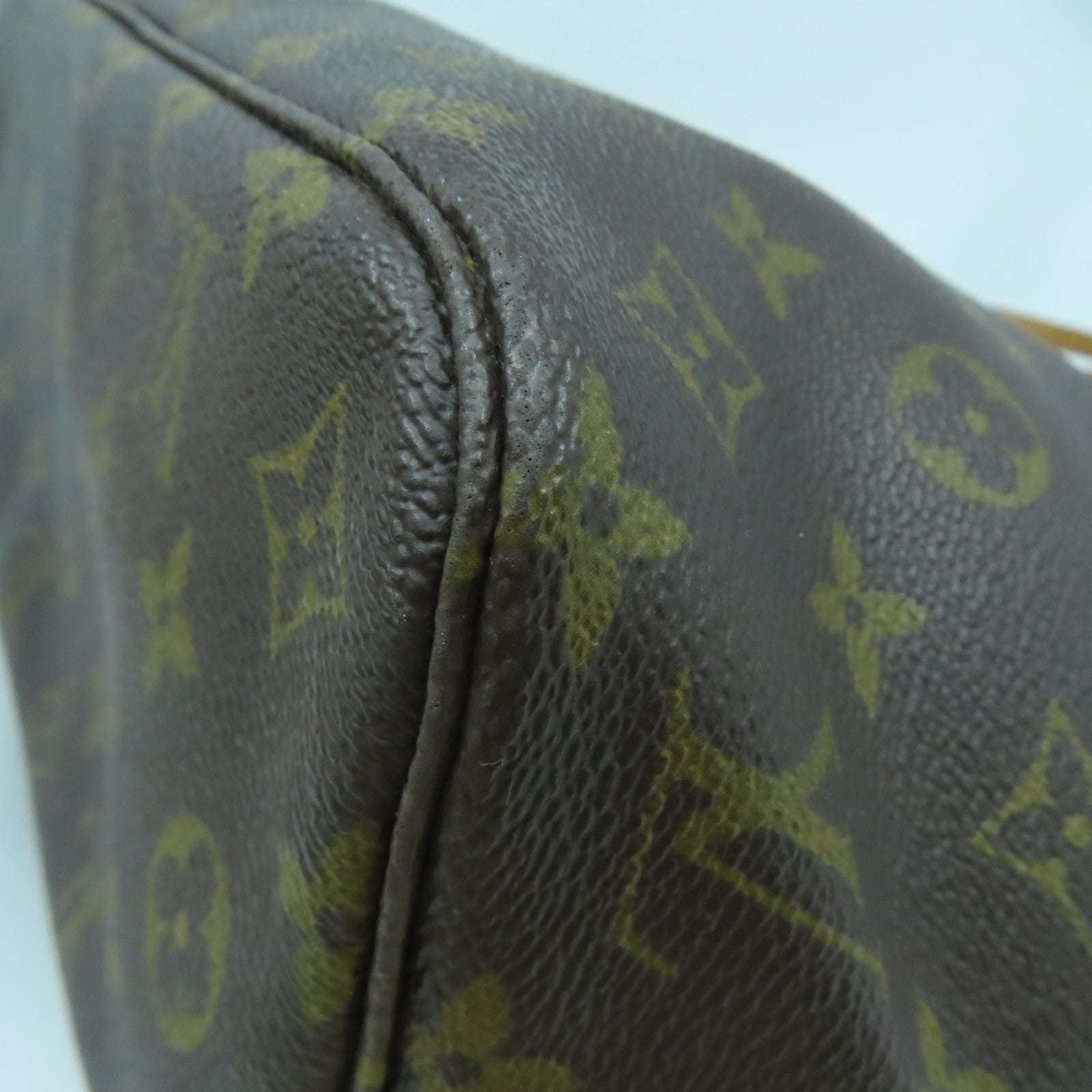 LOUIS VUITTON Monogram Neverfull PM金扣手挽袋啡色