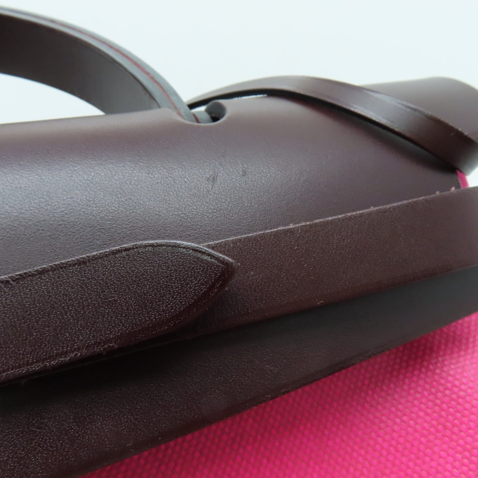 HERMES 涂层帆布Herbag PM银扣手挽肩背两用袋粉红色