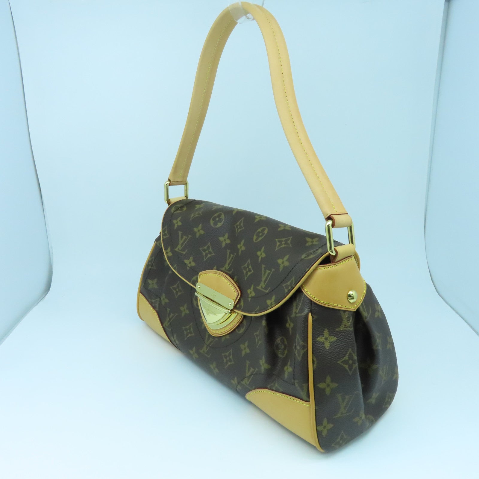 LOUIS VUITTON Monogram Beverly MM Gold Buckle Shoulder Bag Brown