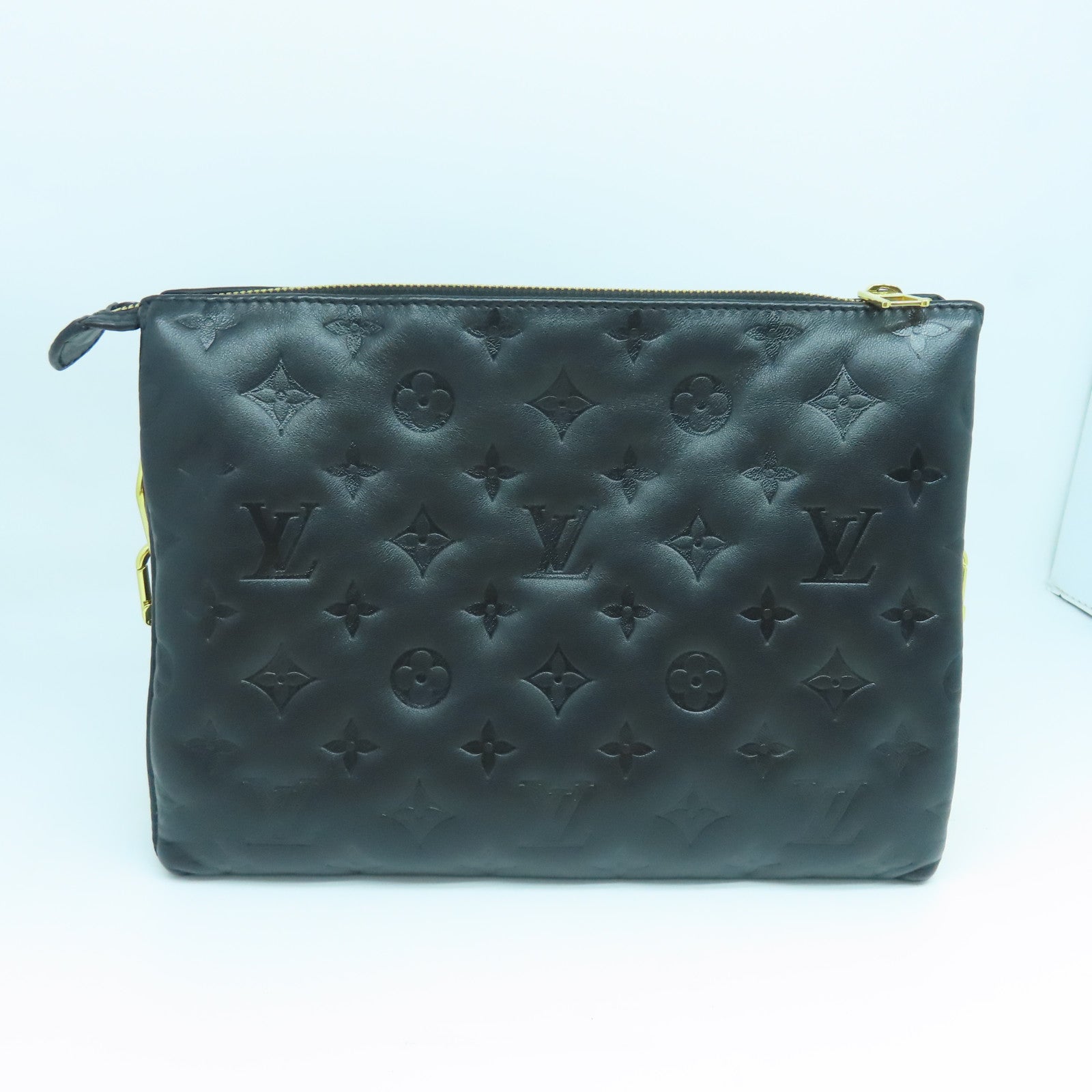 LOUIS VUITTON Sheepskin Leather Coussin Pm Gold Buckle Shoulder Bag Black