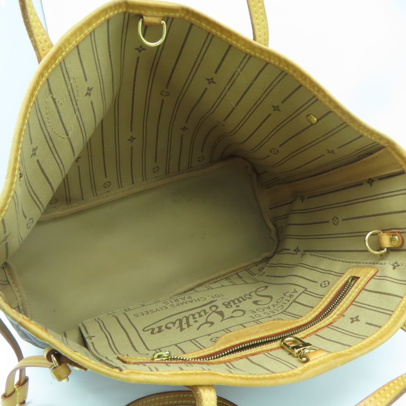 LOUIS VUITTON Monogram Neverfull PM金扣手挽袋啡色