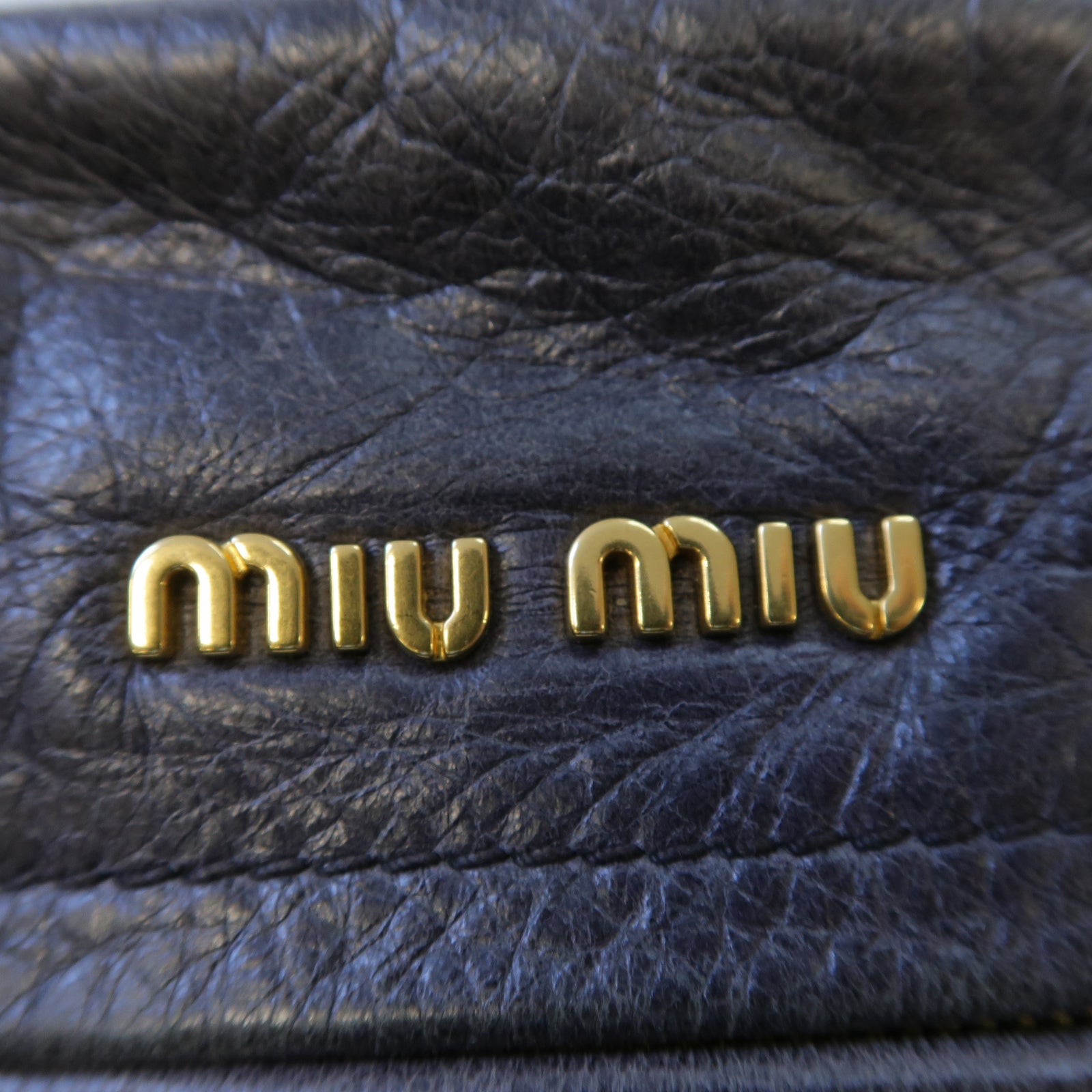 Miu Miu 牛皮皮革2 Way Shoulder金扣手挽肩背兩用袋灰色