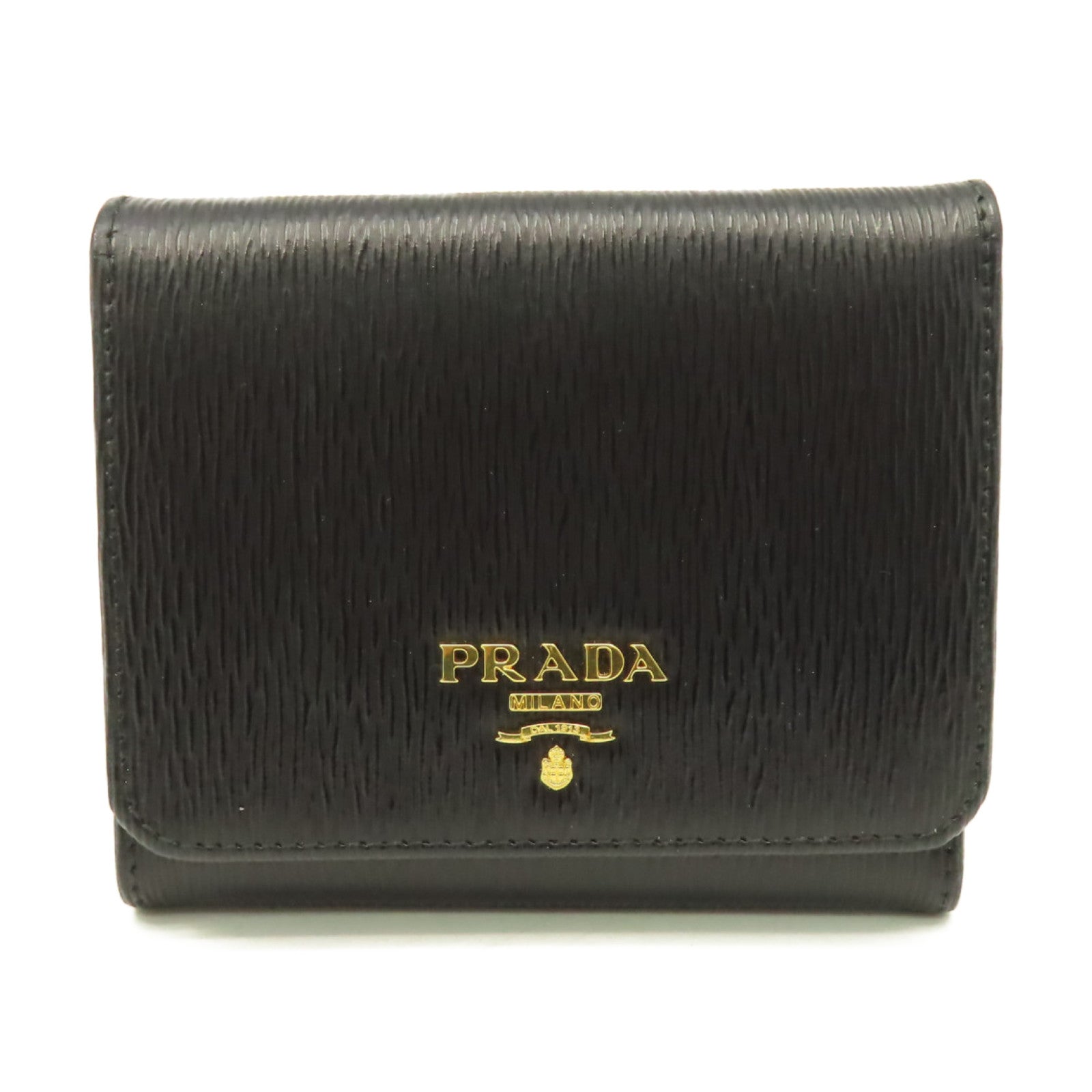 PRADA 牛皮皮革Short Wallet短錢包黑色