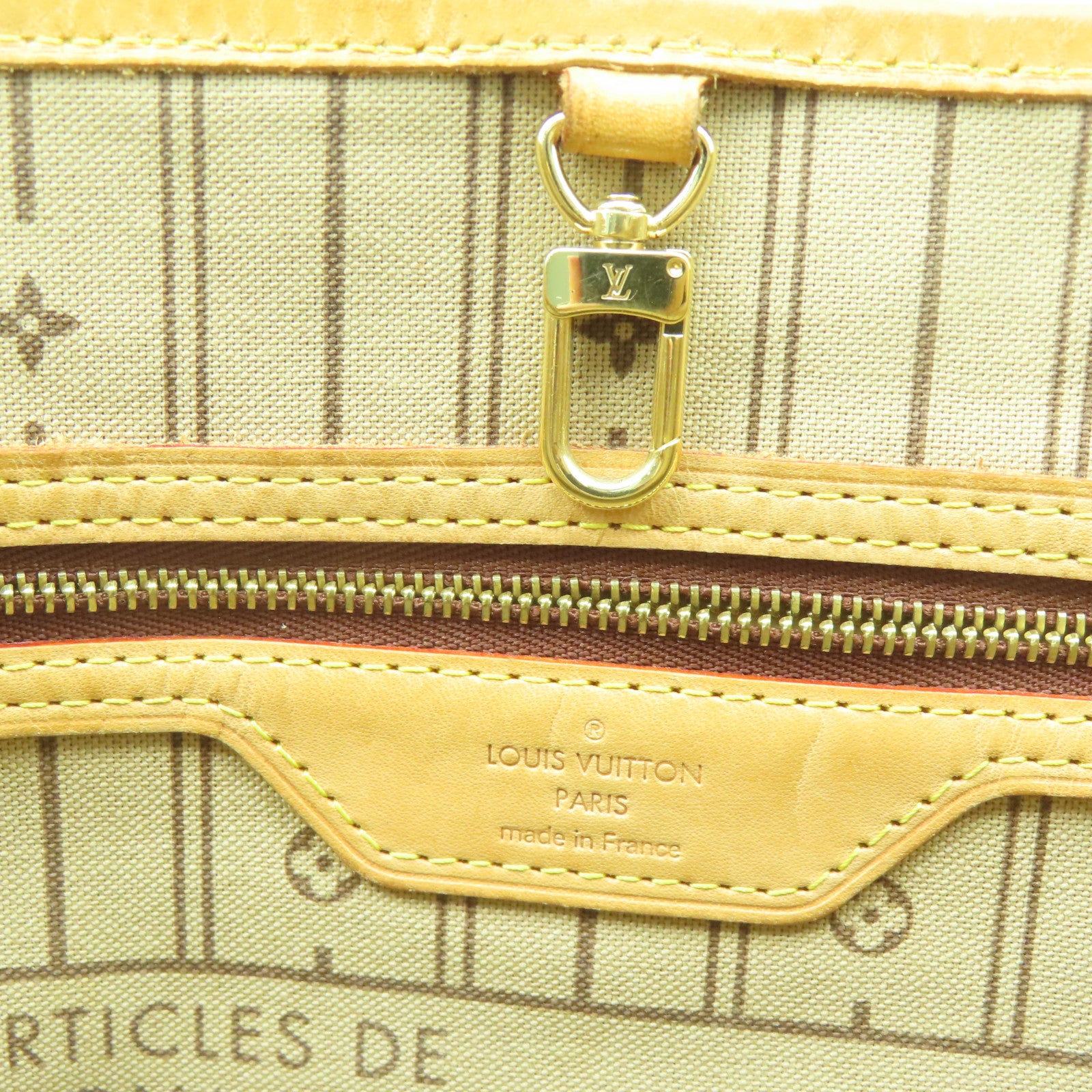 LOUIS VUITTON Monogram Neverfull PM金扣手挽袋啡色