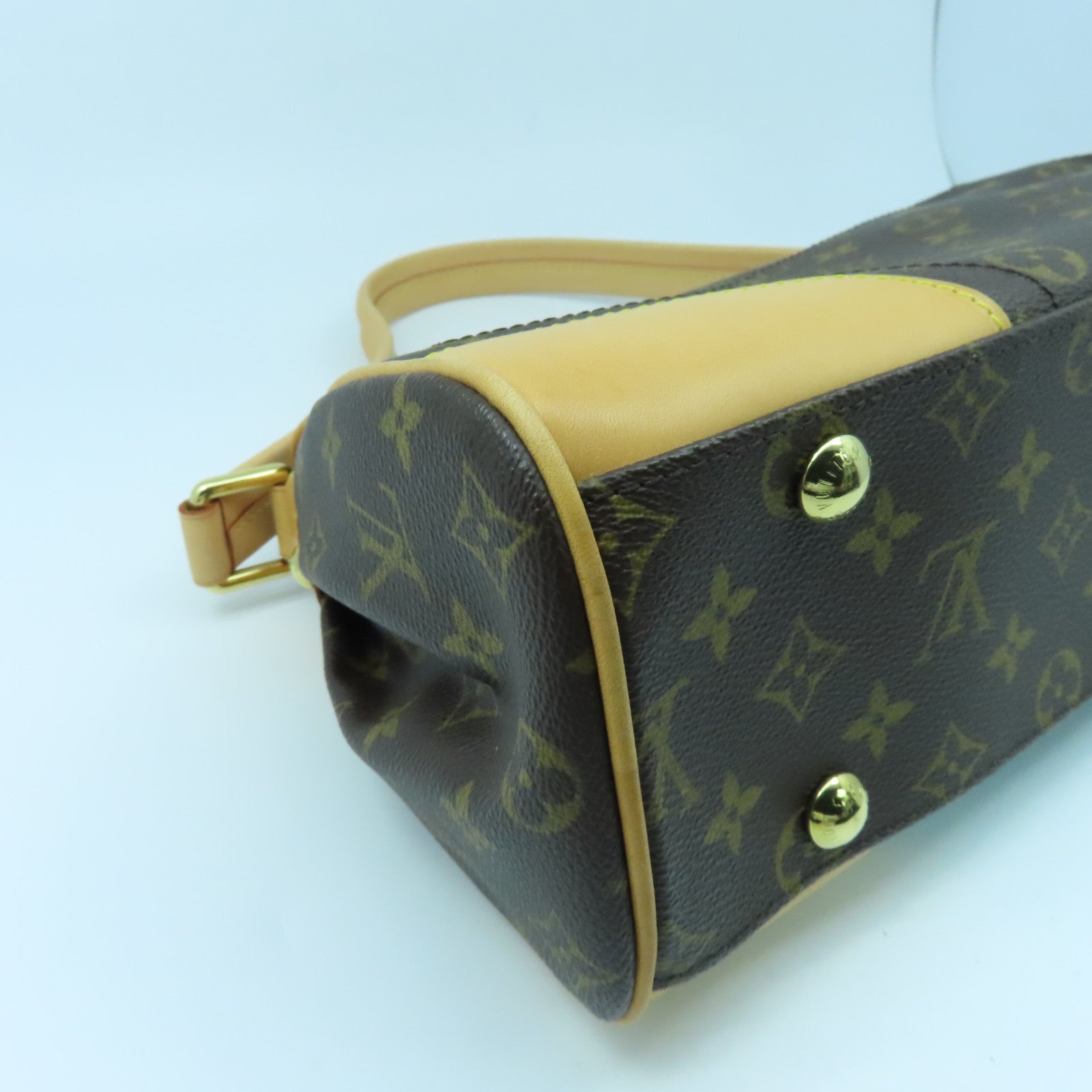 LOUIS VUITTON Monogram Beverly MM Gold Buckle Shoulder Bag Brown