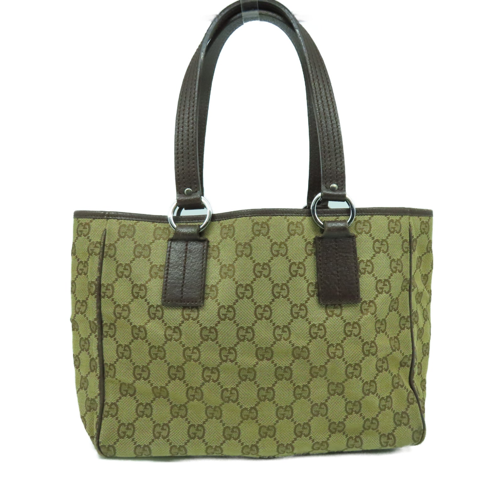 GUCCI 帆布Tote Bag銀扣手挽袋啡色