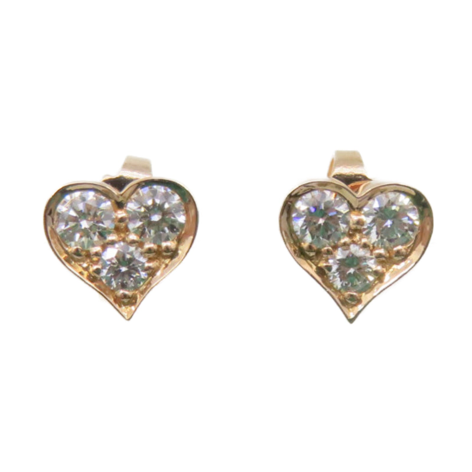 TIFFANY&amp;CO 18K Rose Gold/Diamond Sentimental Heart Diamond Earrings